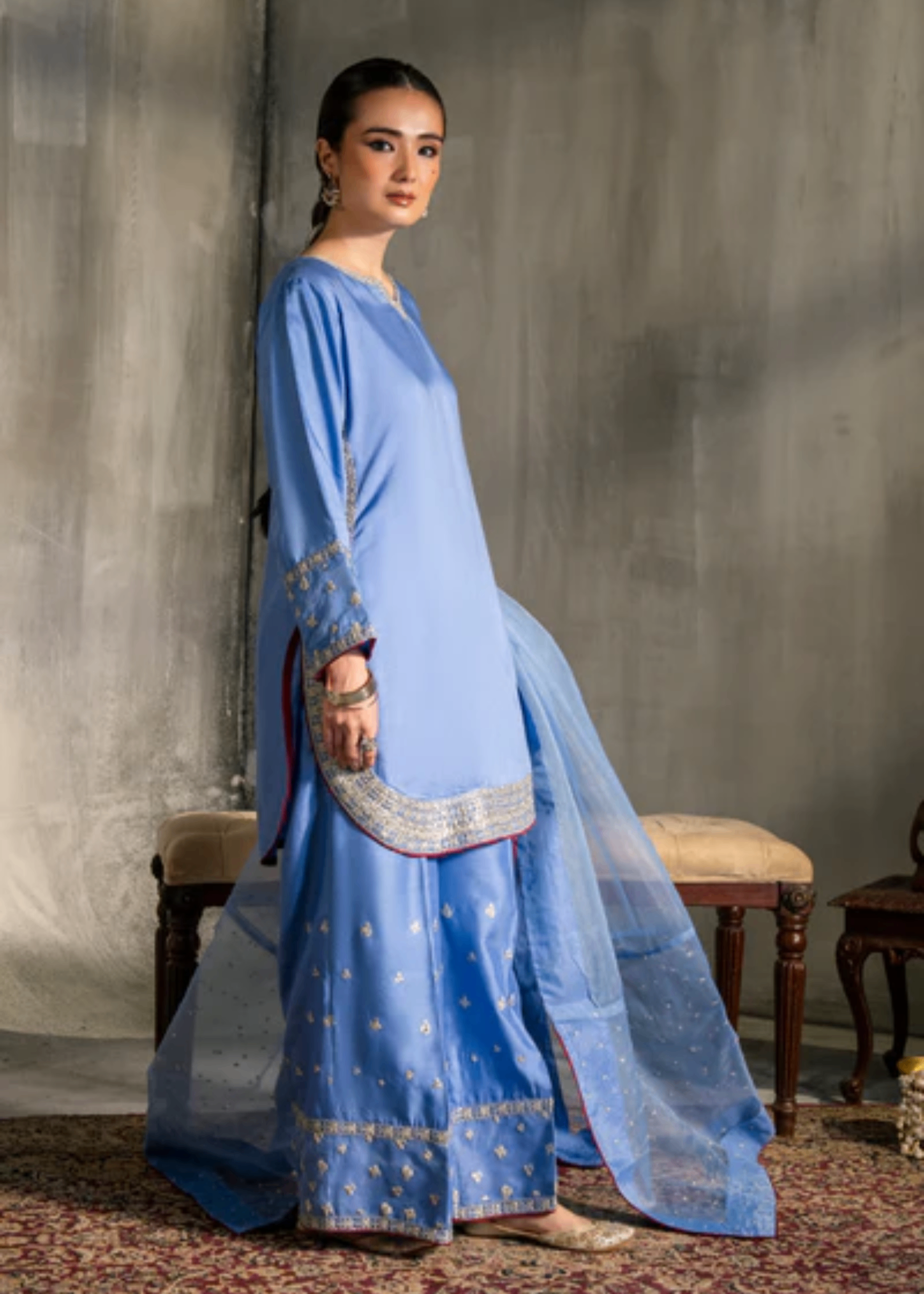 viscose Kurta Set in Blue lagoon