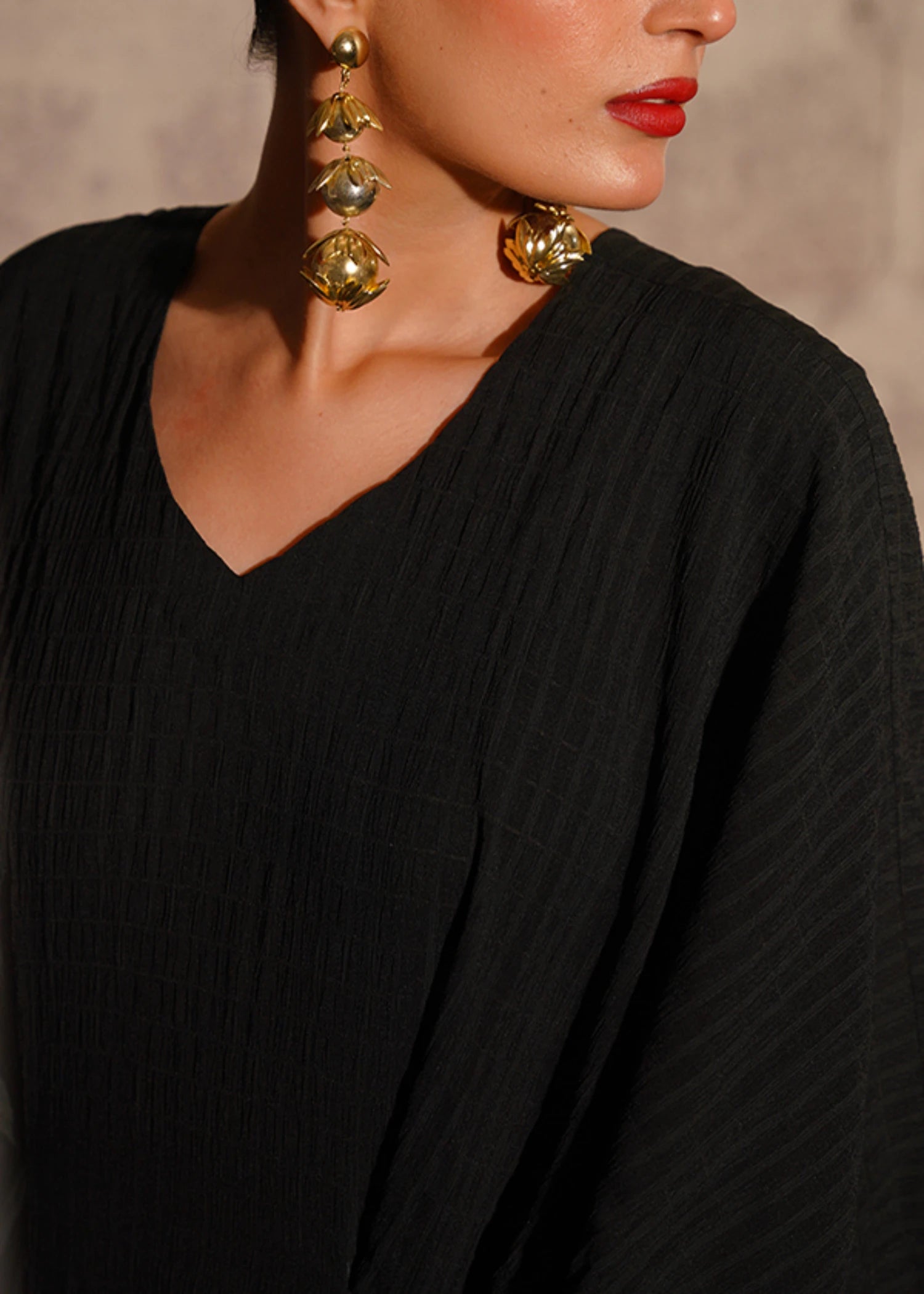 georgette Kaftan in Black