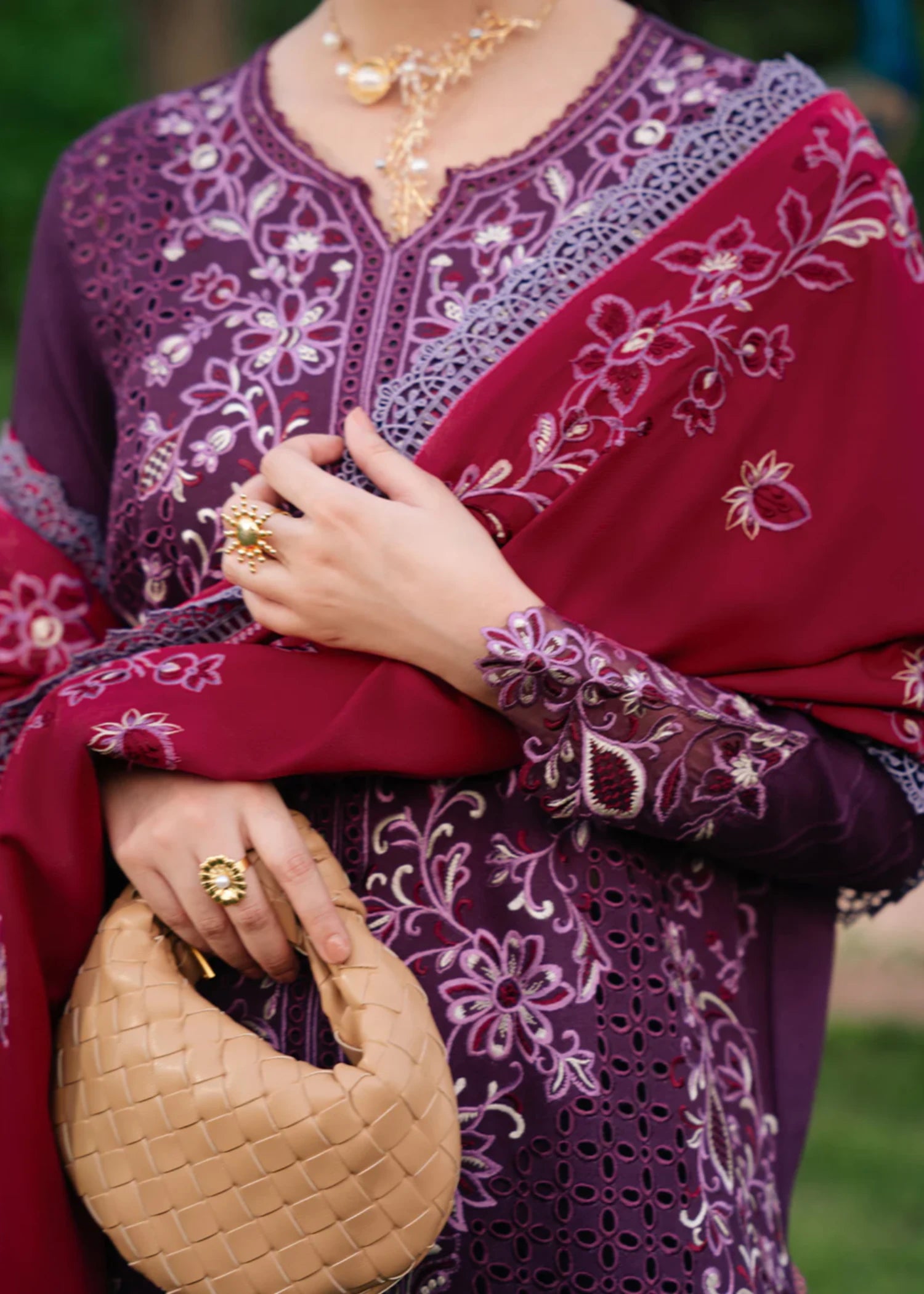 karandi Unstitched in Purple