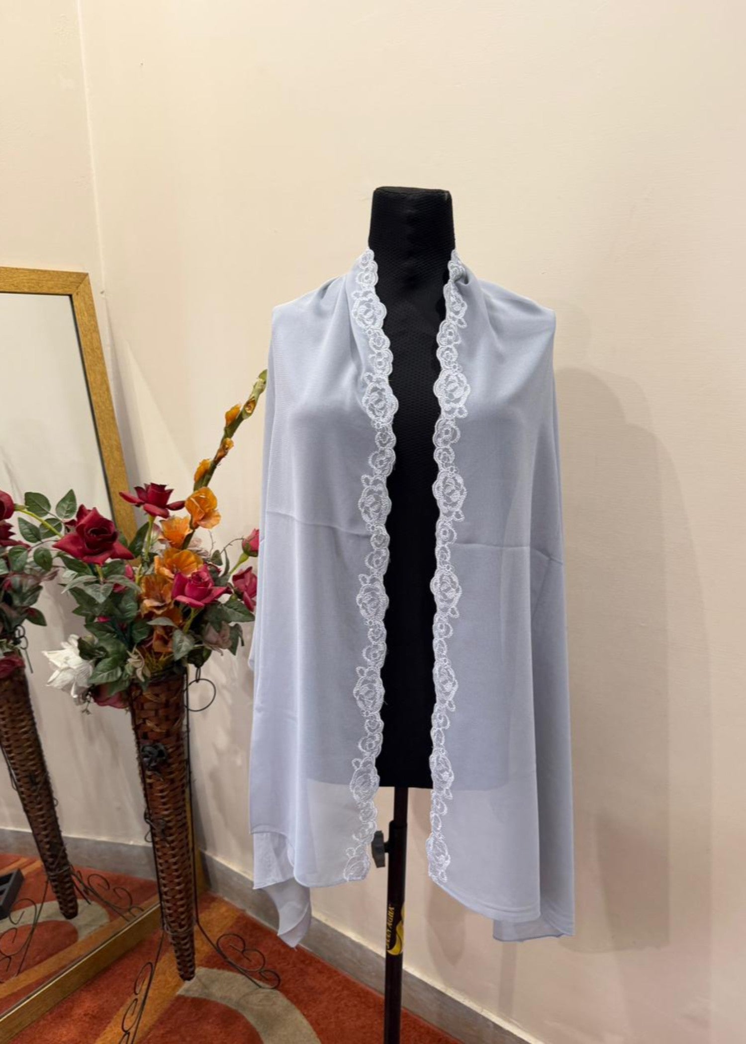 georgette chiffon Hijab in Silver