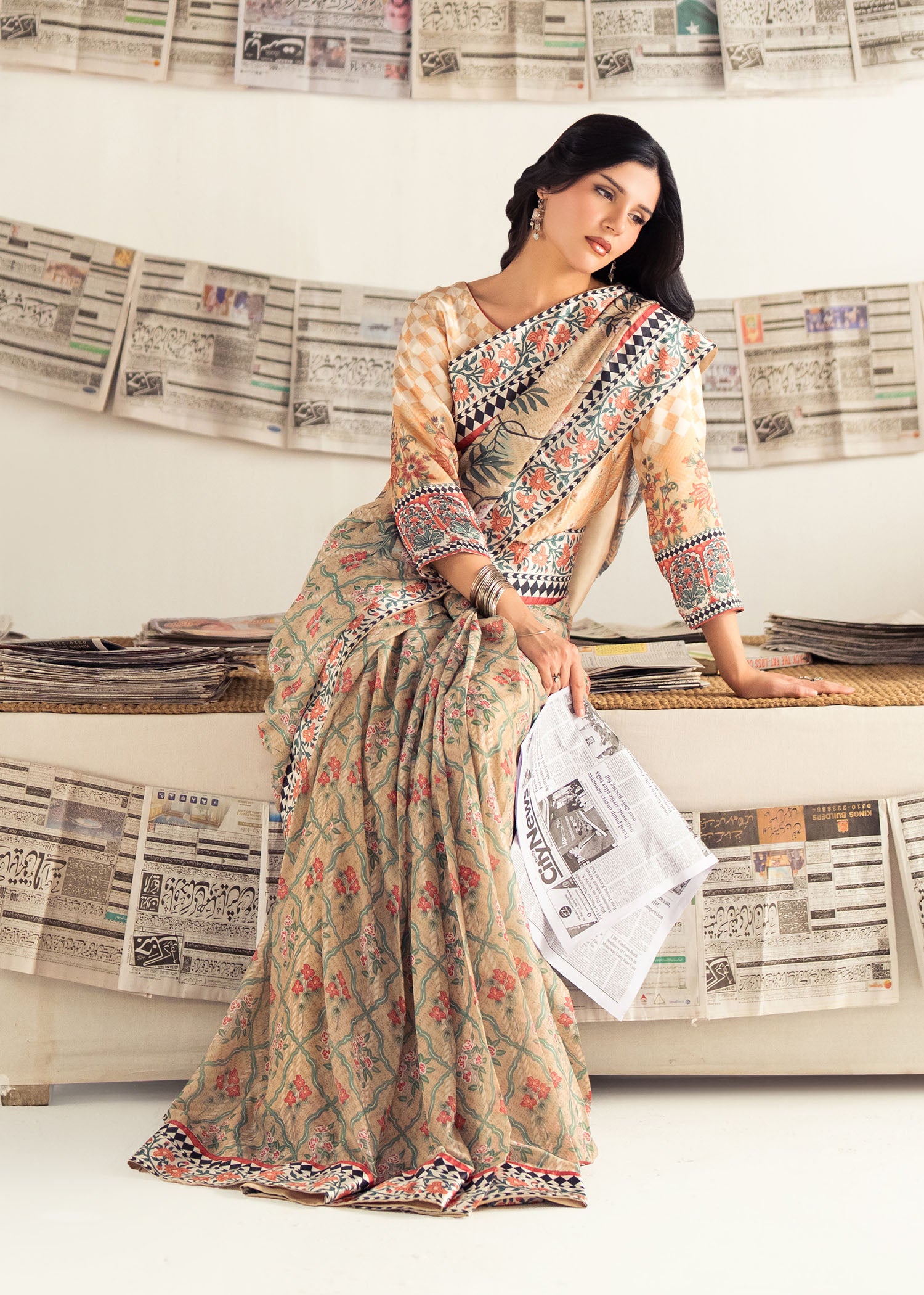 silk Saree in Beige
