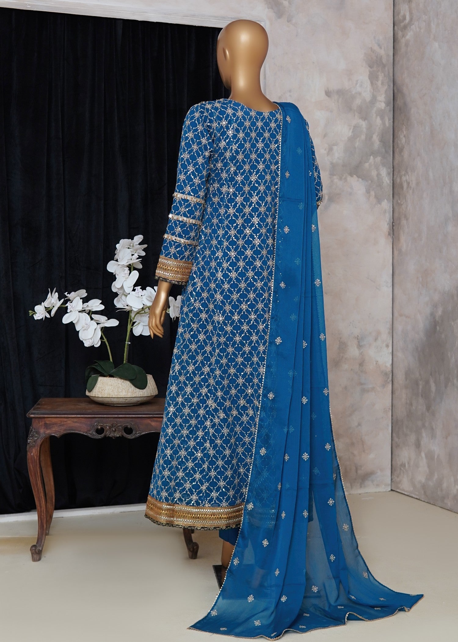 chiffon Pishwas in Blue