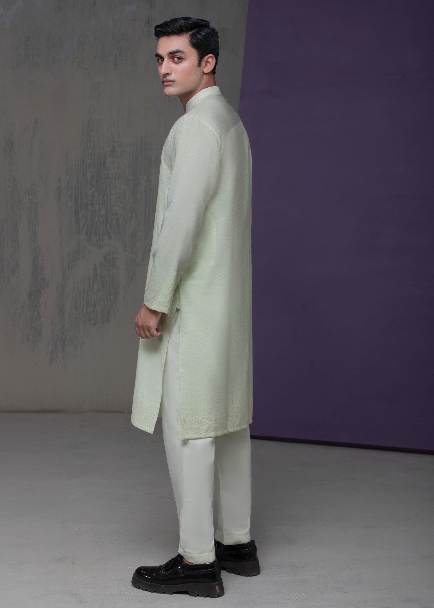 cotton silk Kurta Set in Mint green by House Of Arsalan Iqbal