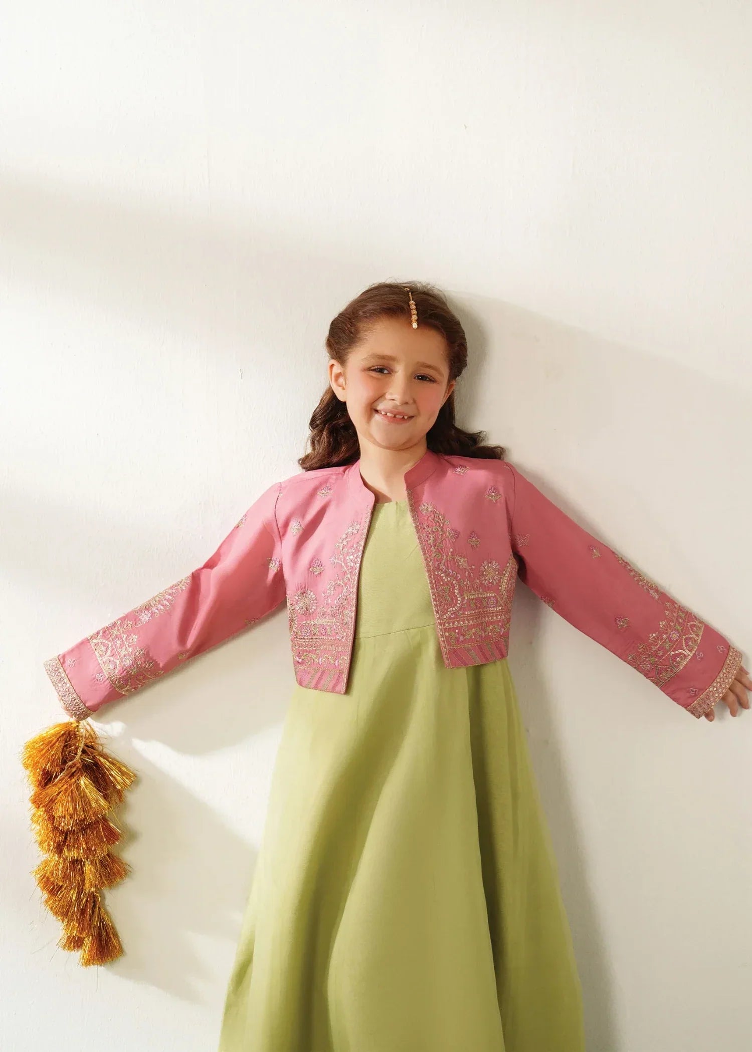 silk Pishwas in Pistachio green