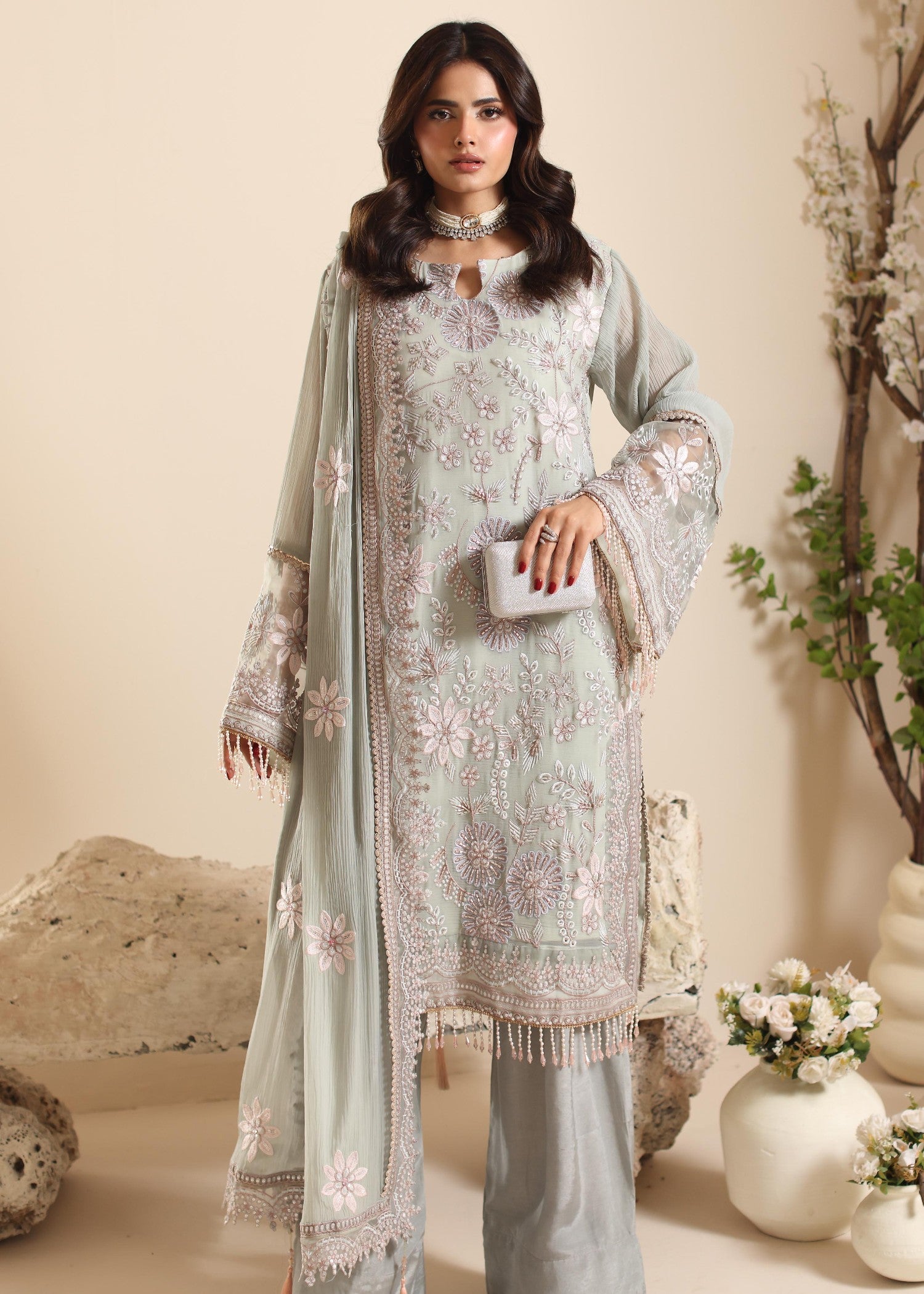 chiffon Unstitched in Ash grey