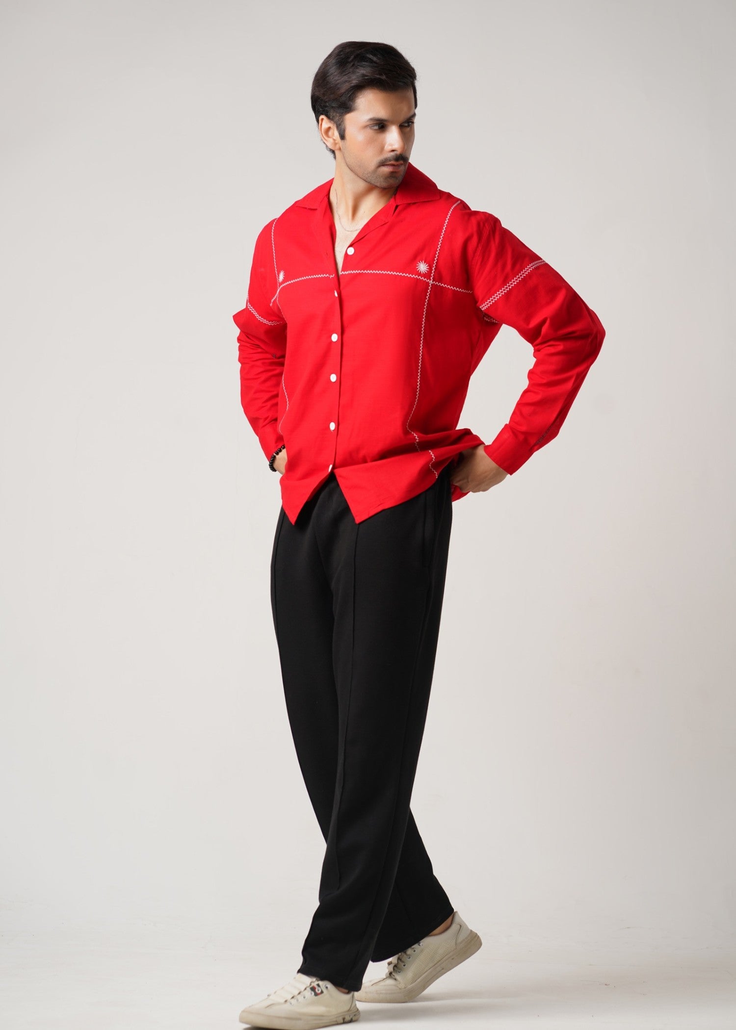 summer khaddar Casual Shirt in Red
