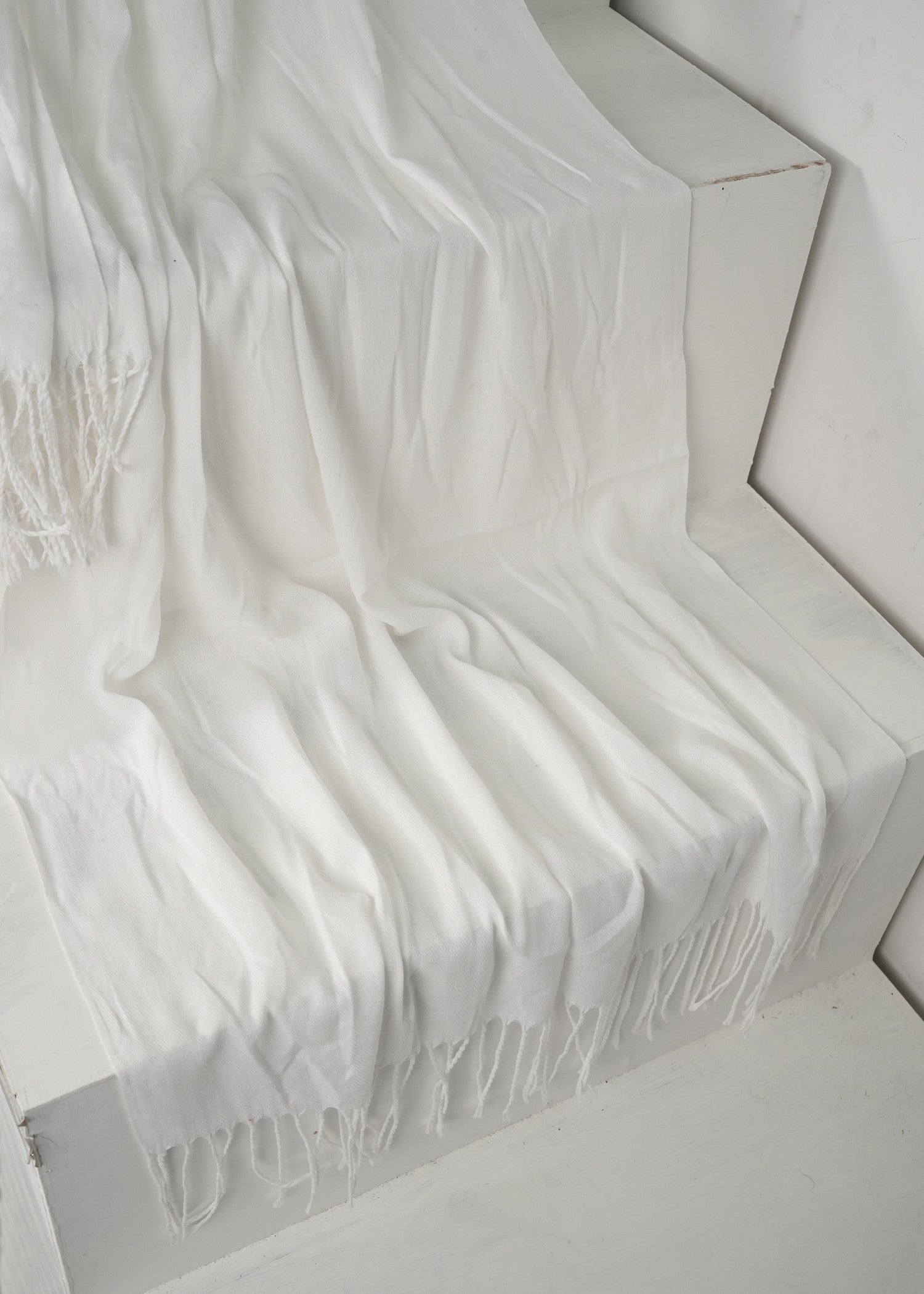 cashmere wool Hijab in White