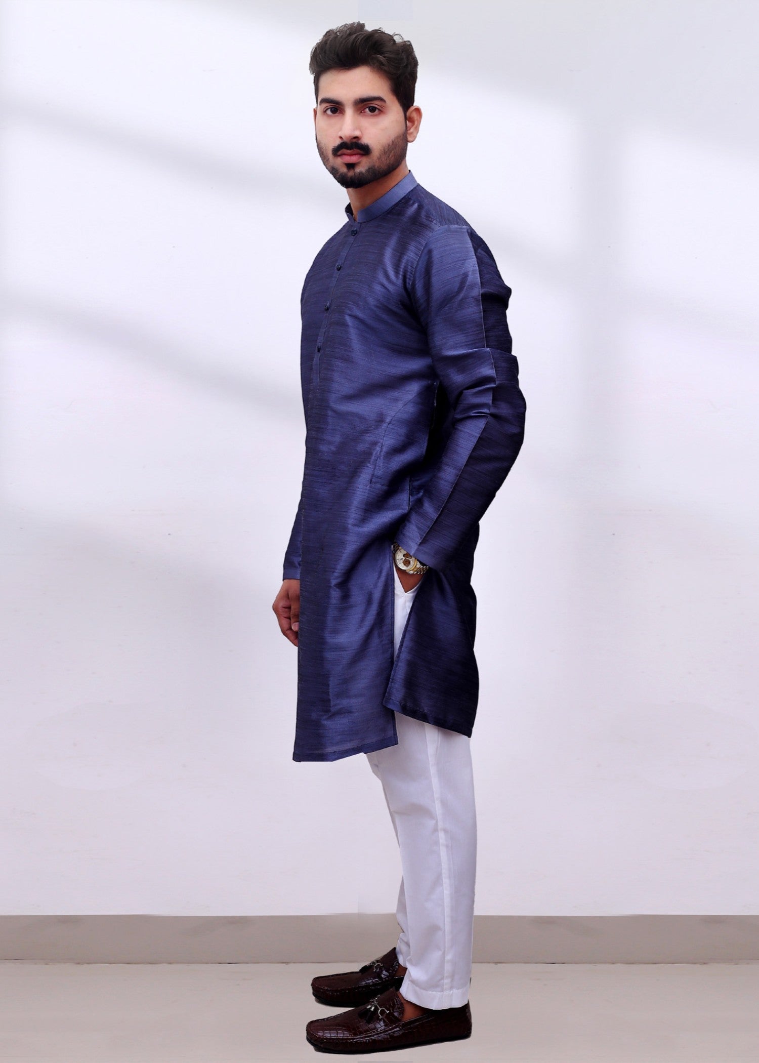 viscose raw silk Kurta in Purple