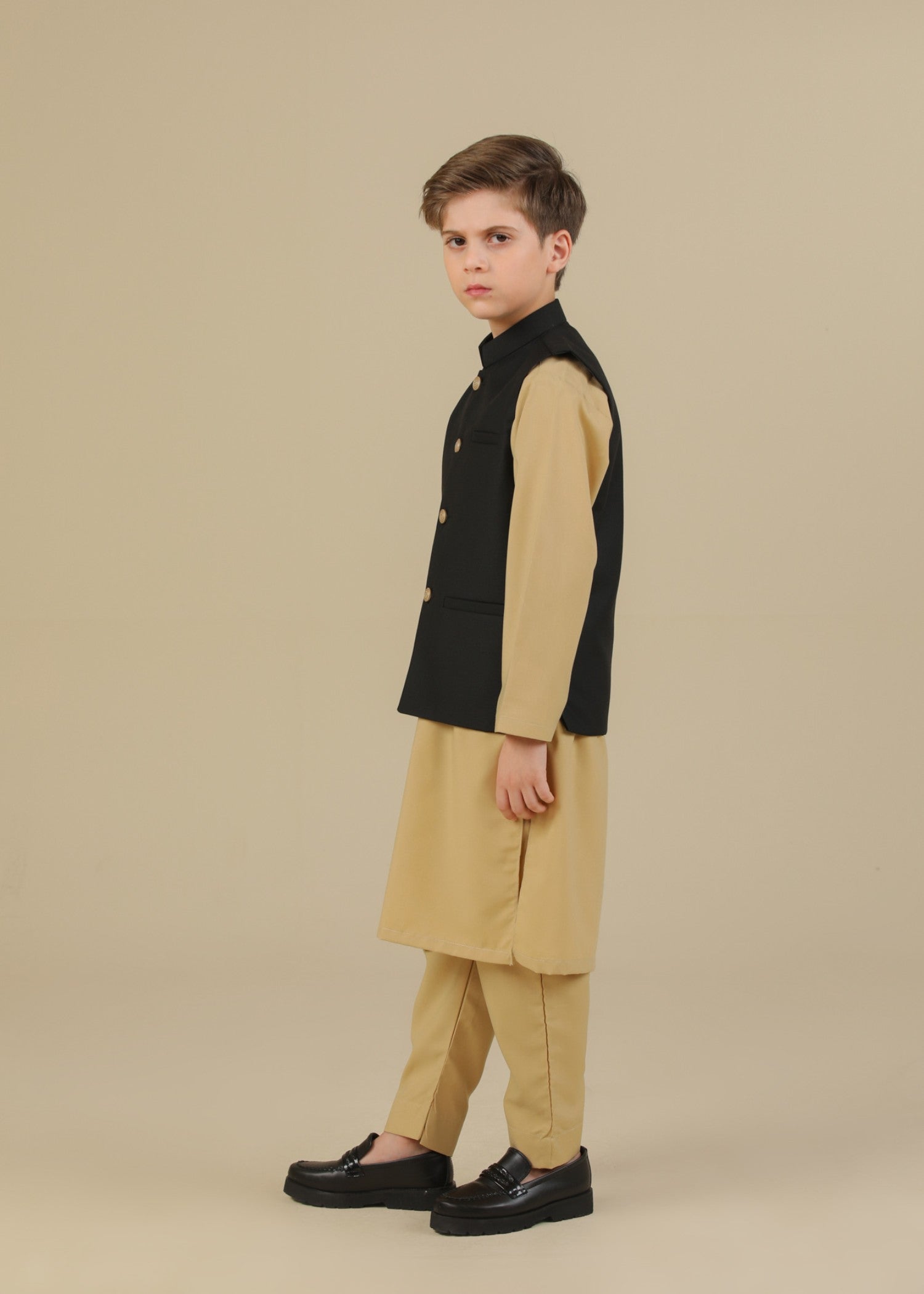 suiting Waistcoat in Sand brown, black