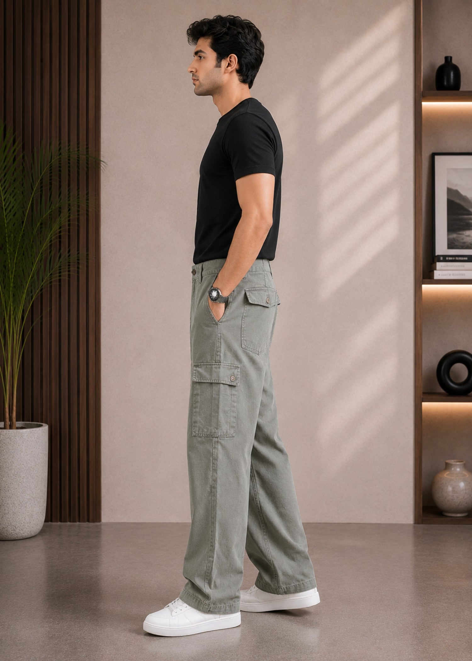 cotton Trousers in Ash grey