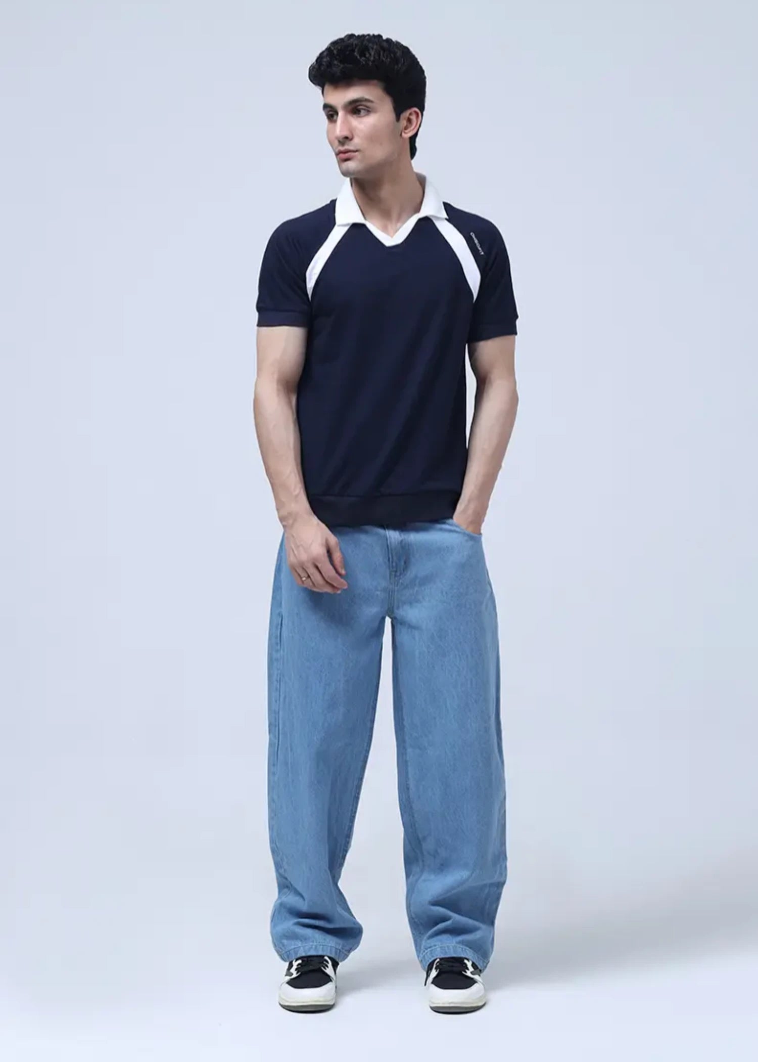 cotton Polo Shirt in Blue by Oh So Fit