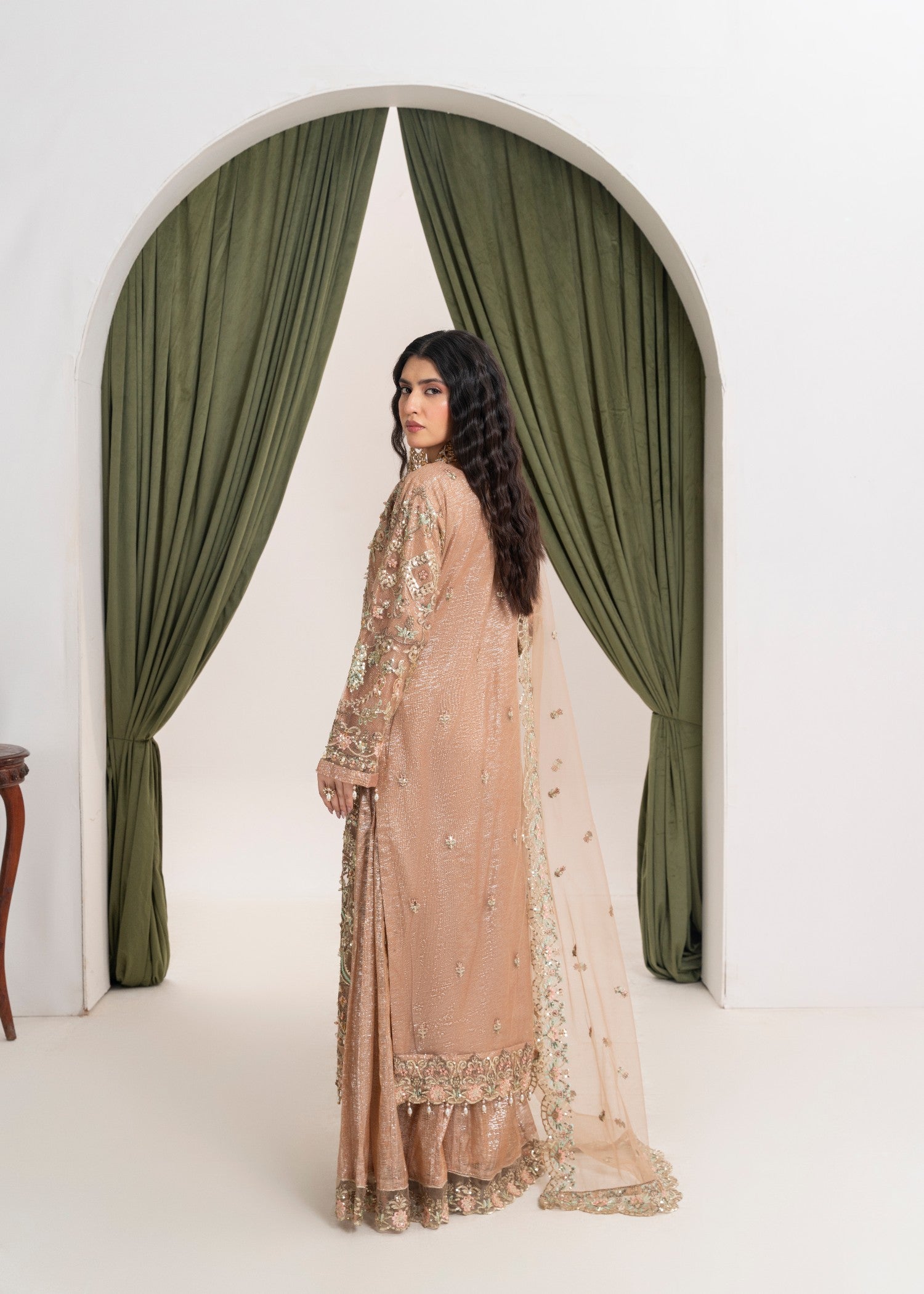 net Kurta Set in Copper