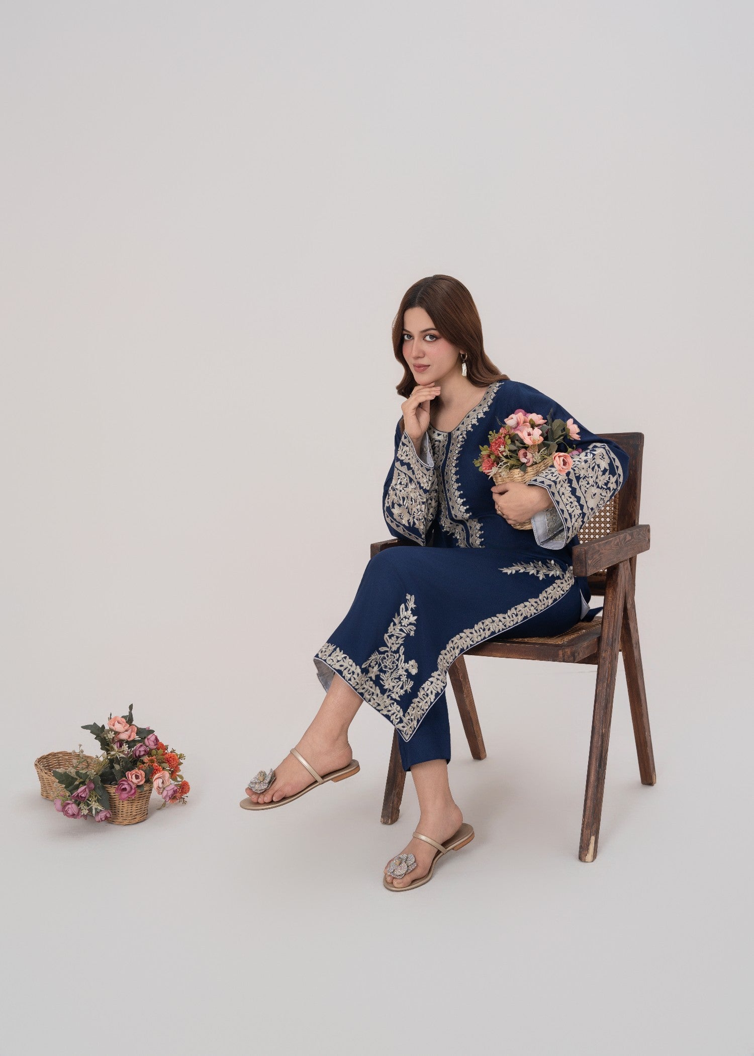 dhanak Kurta Set in Cobalt blue