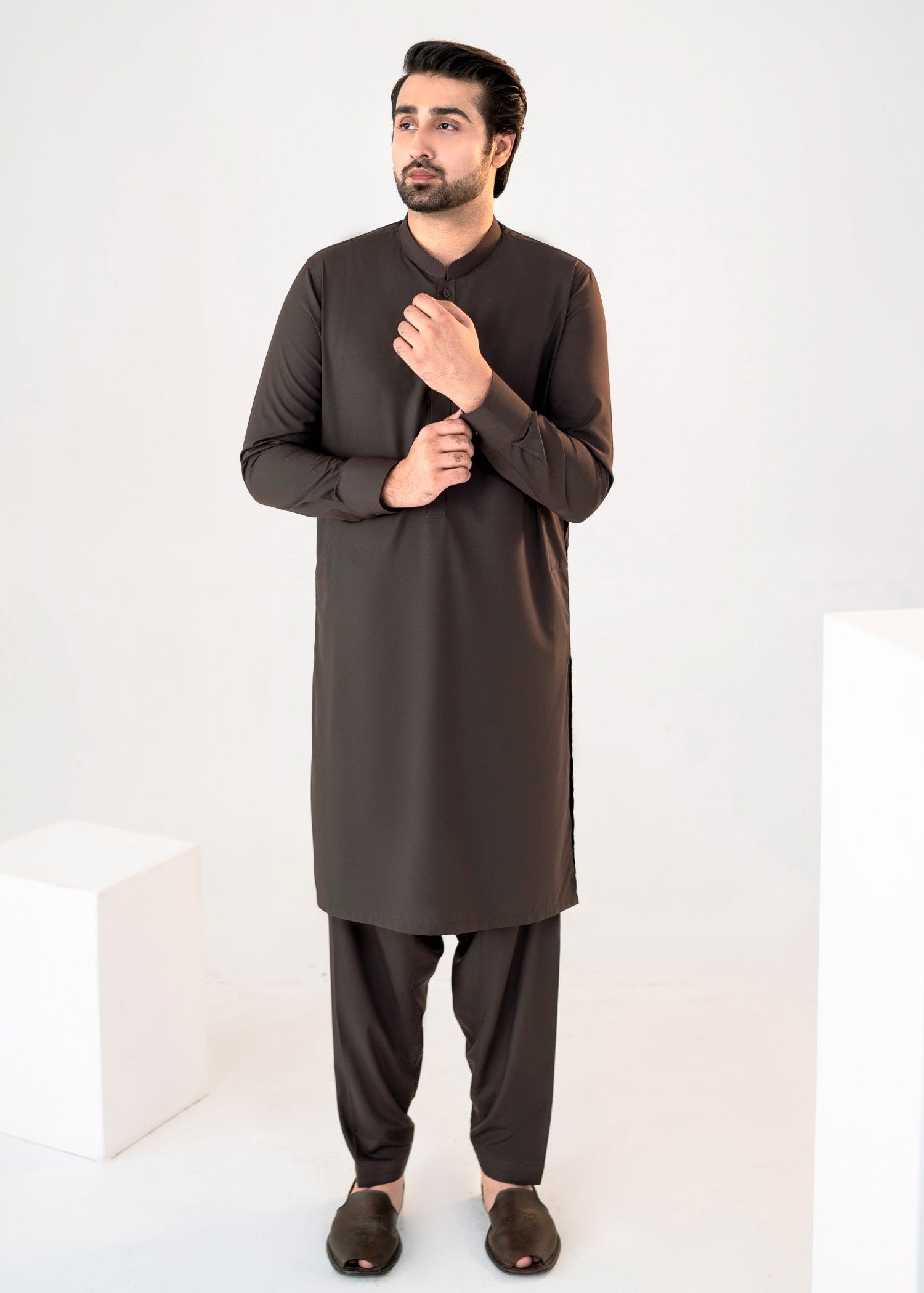 wash & wear Shalwar Kameez in Brunette brown by Divinely Crafted