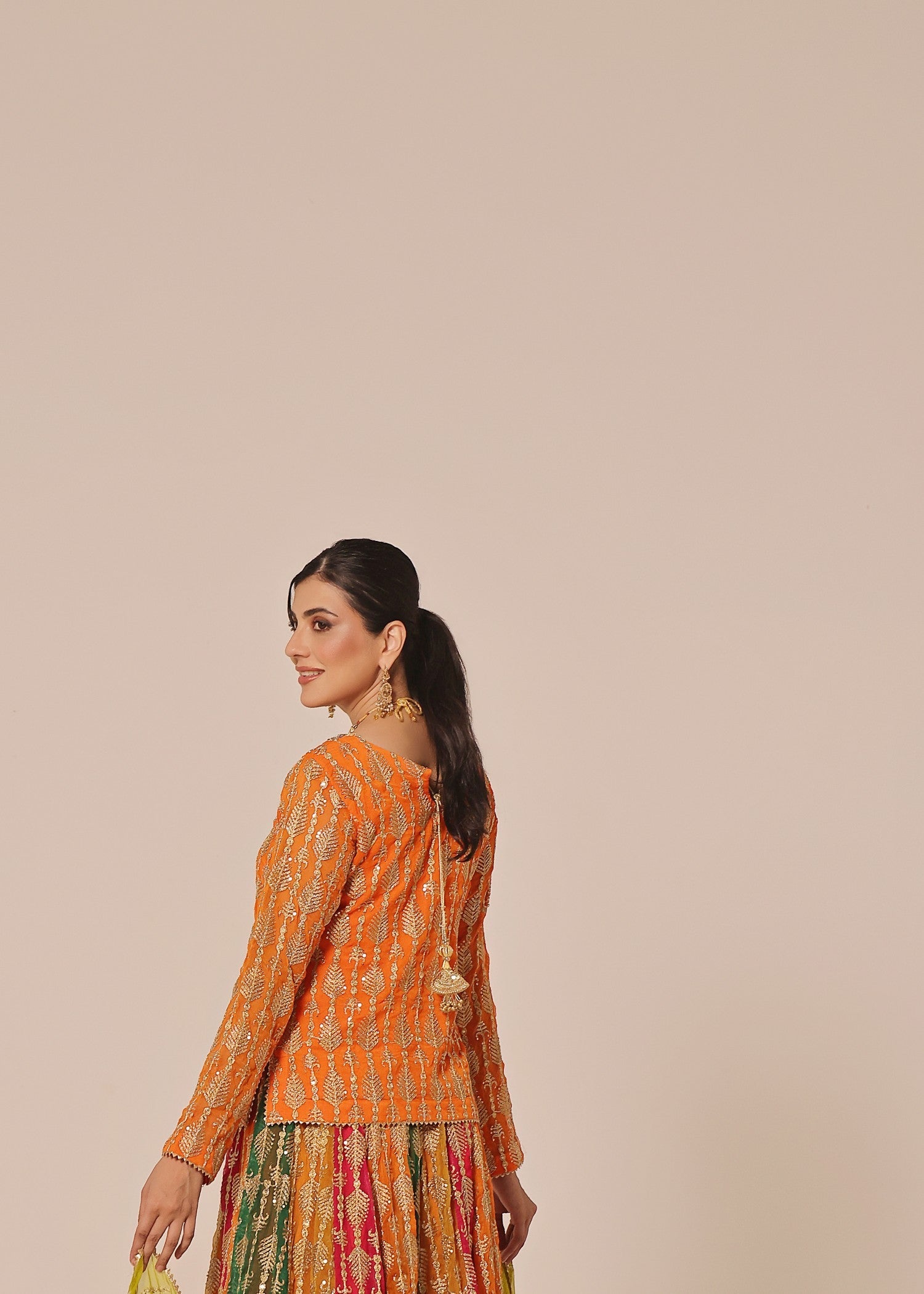 chiffon Lehenga in Orange