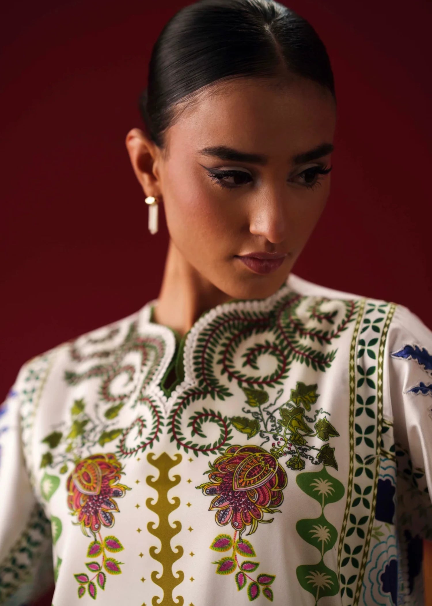crepe Kurti in Ivory