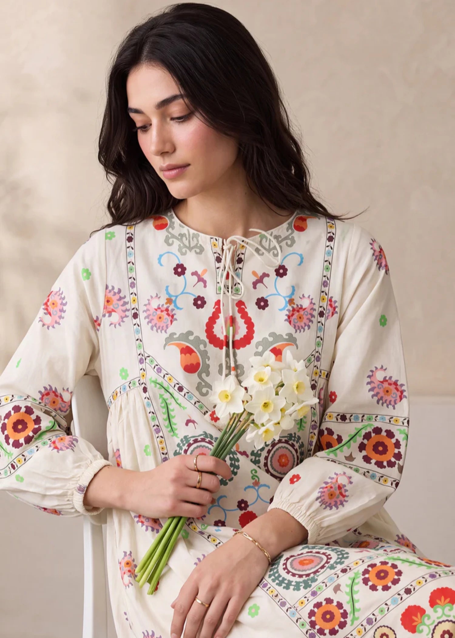 lawn Dress in White