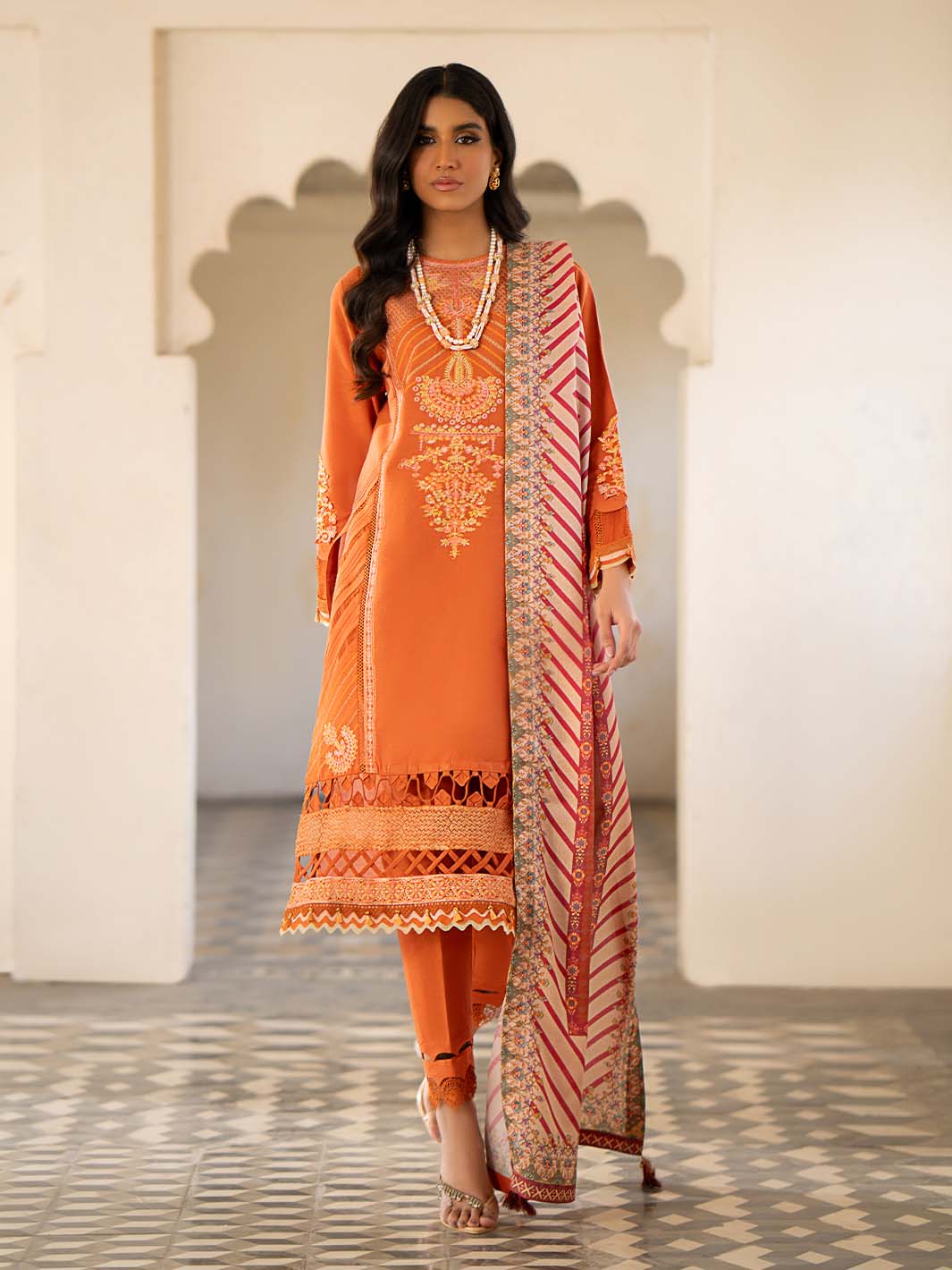 karandi Unstitched in Orange