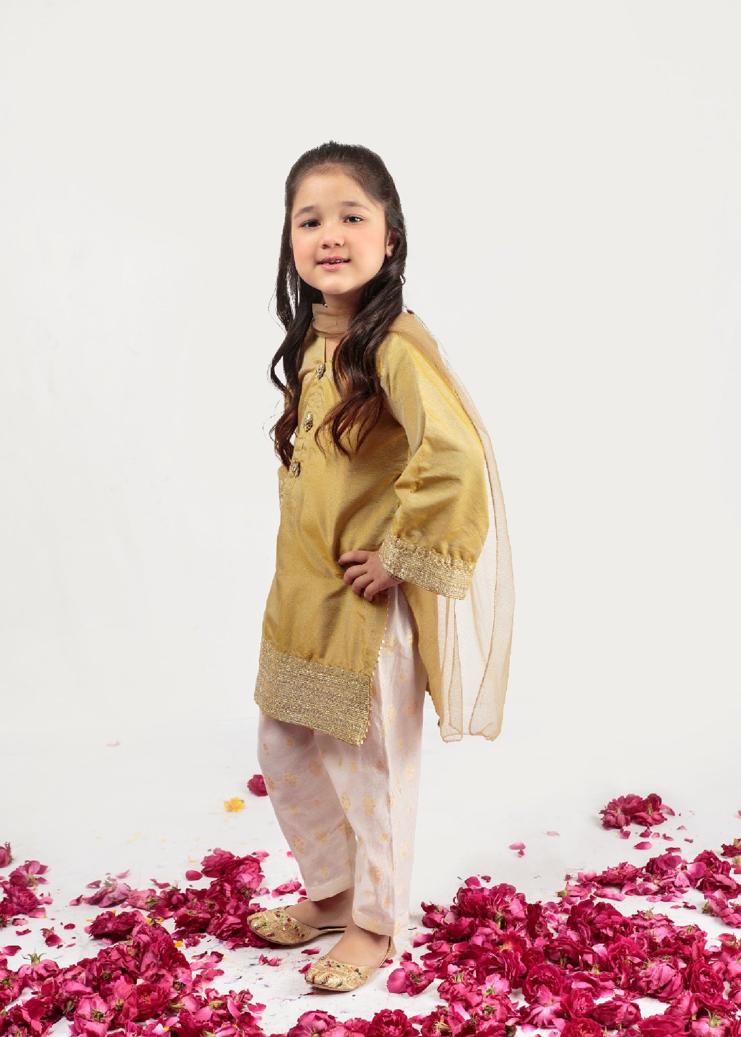 cotton silk Kurta Set in Yellow