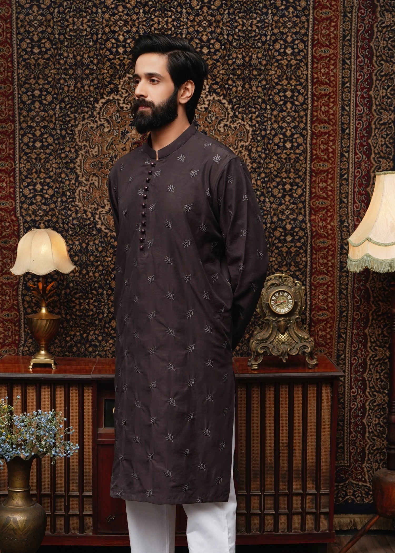 wash & wear Kurta in Chocolate brown by Maqsood Garments