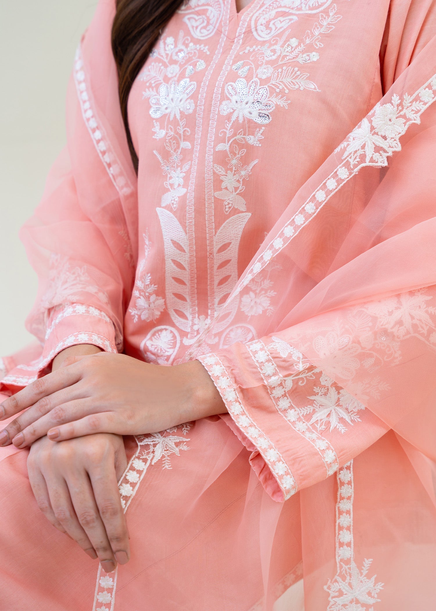 viscose raw silk Kurta Set in Baby pink