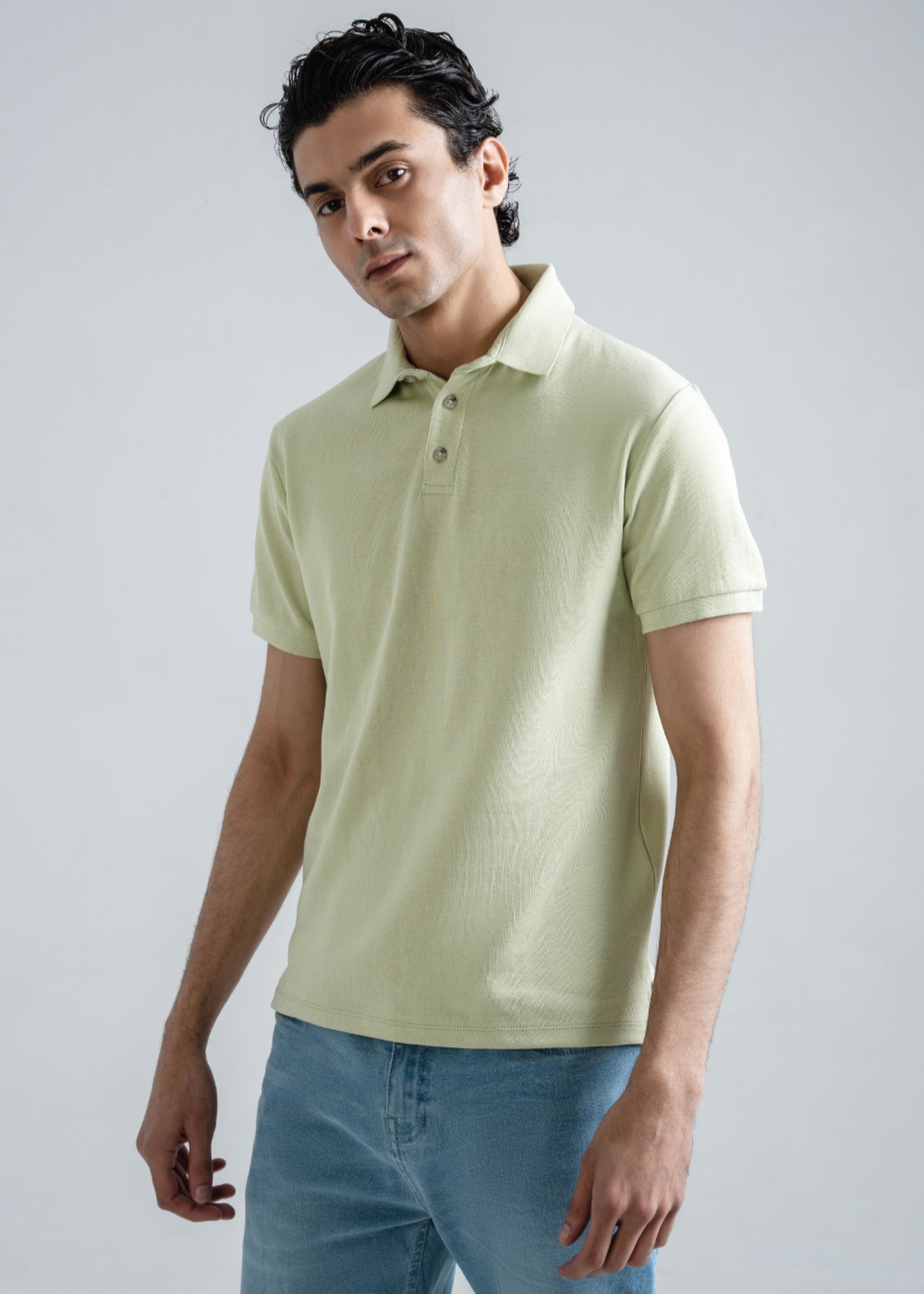 cotton Polo Shirt in Pastel green