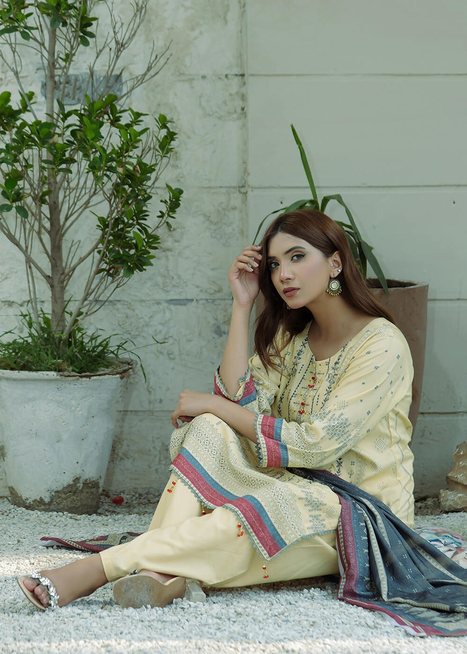 dhanak Unstitched in Yellow