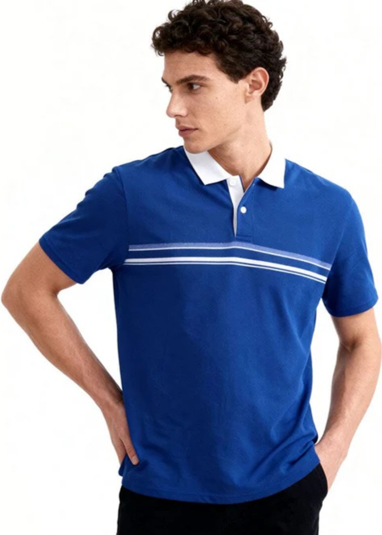 cotton pique Polo Shirt in Royal blue