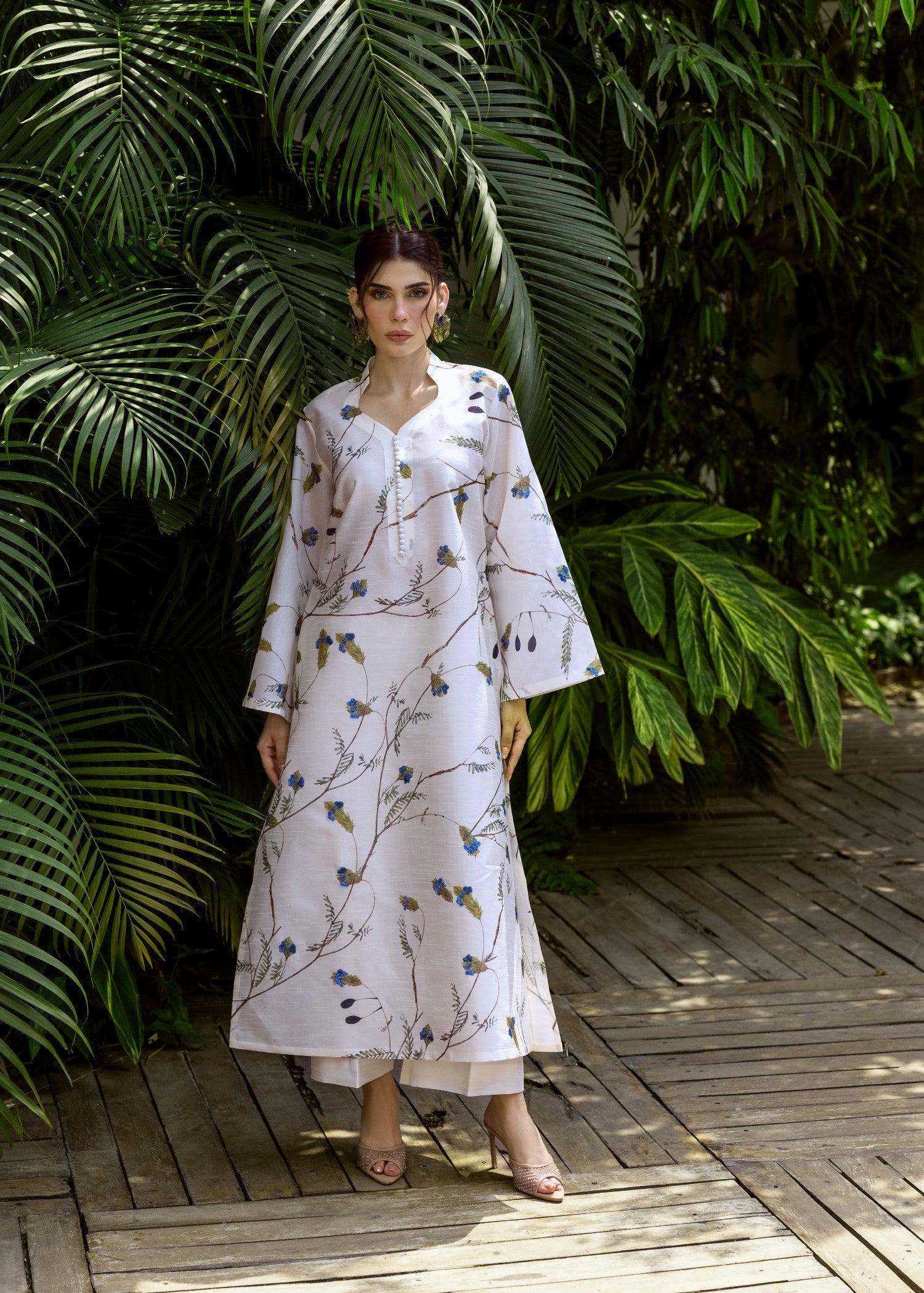 indian raw silk Kurta Set in Ivory