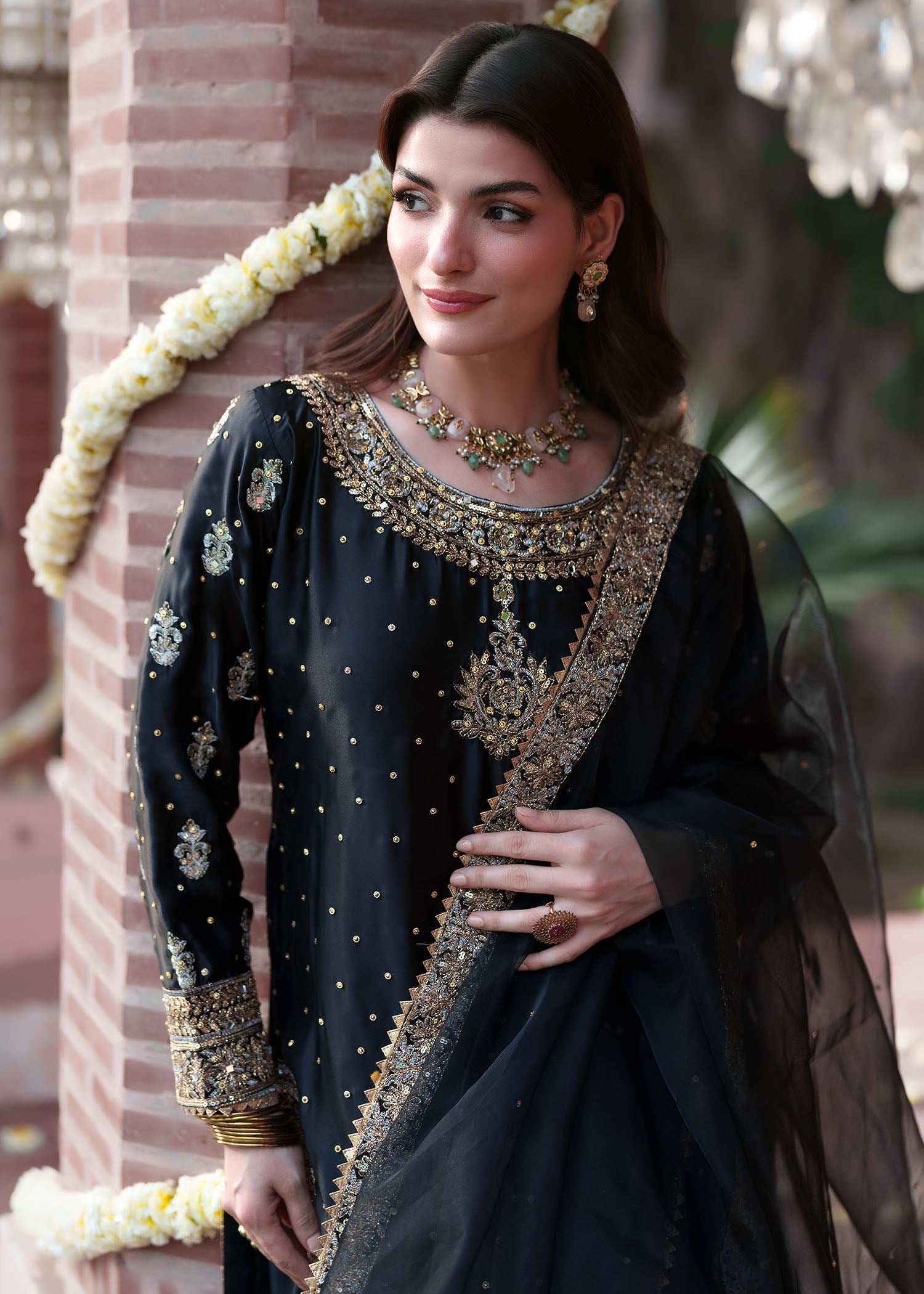 silk Lehenga in Black