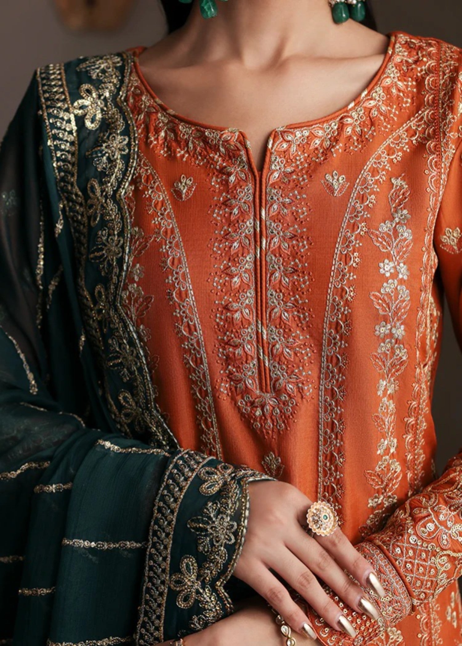 raw silk Sharara in Pumpkin orange