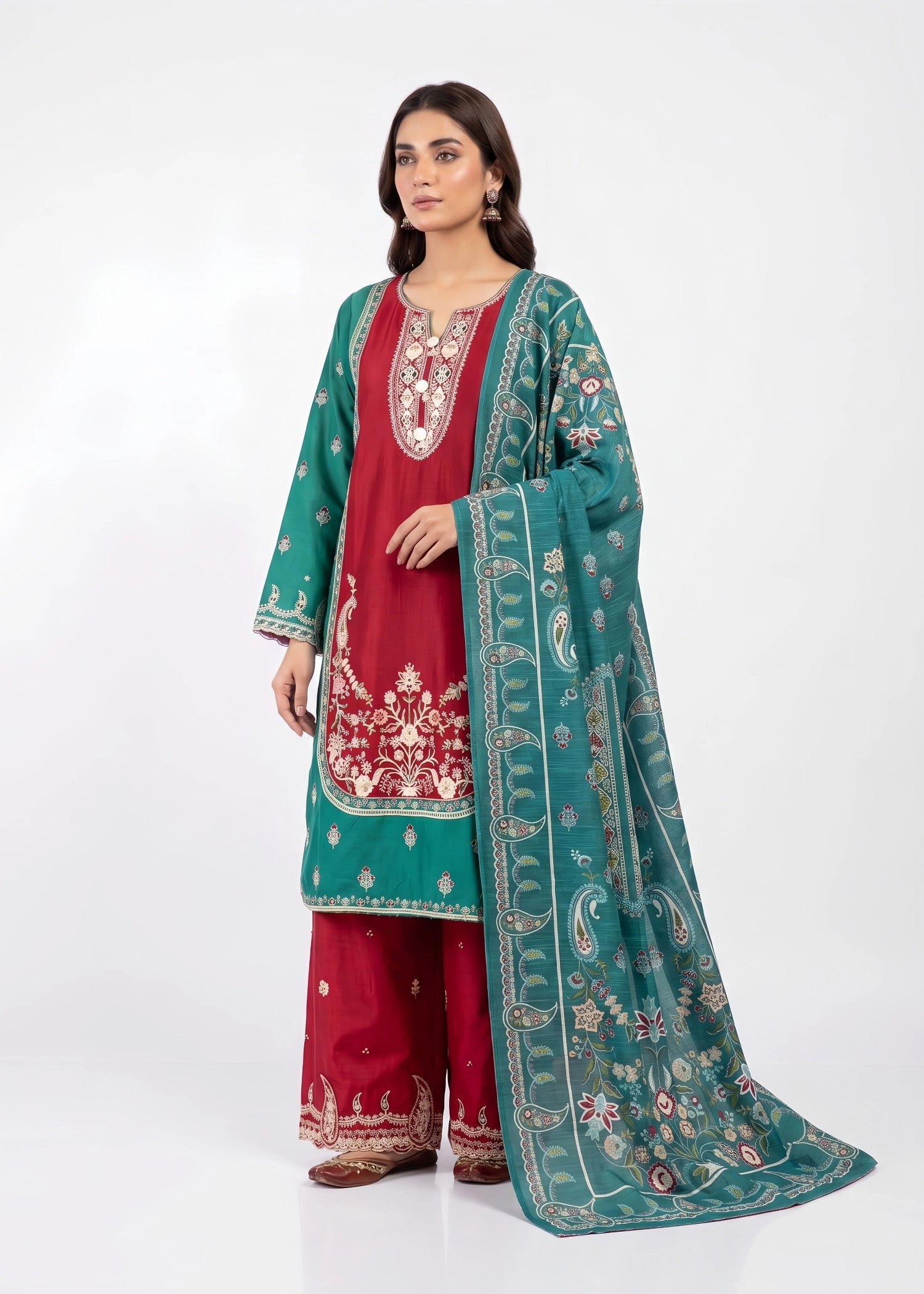 cotton linen Kurta Set in Sea green, maroon