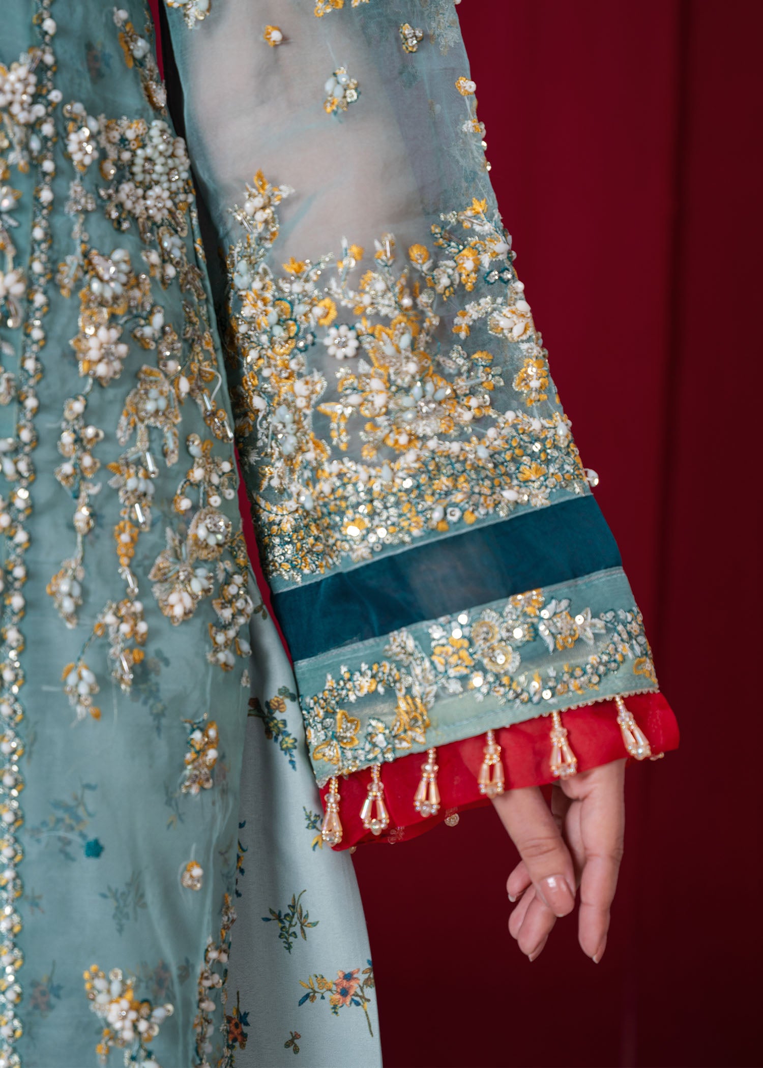 organza Sharara in Sky blue