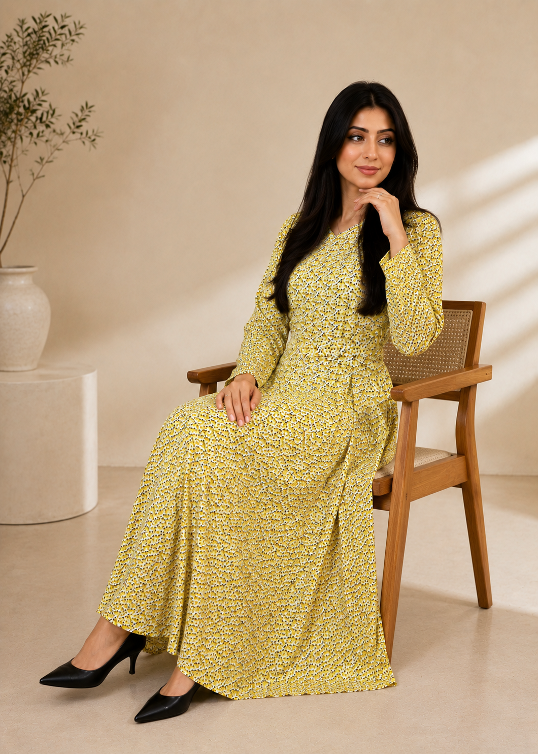 georgette Maxi in Mellow yellow