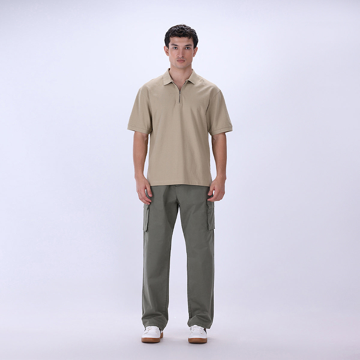 jacquard Polo Shirt in Beige