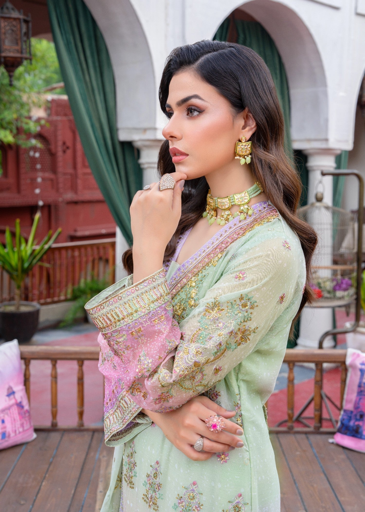 pk chiffon Kurta Set in Multi