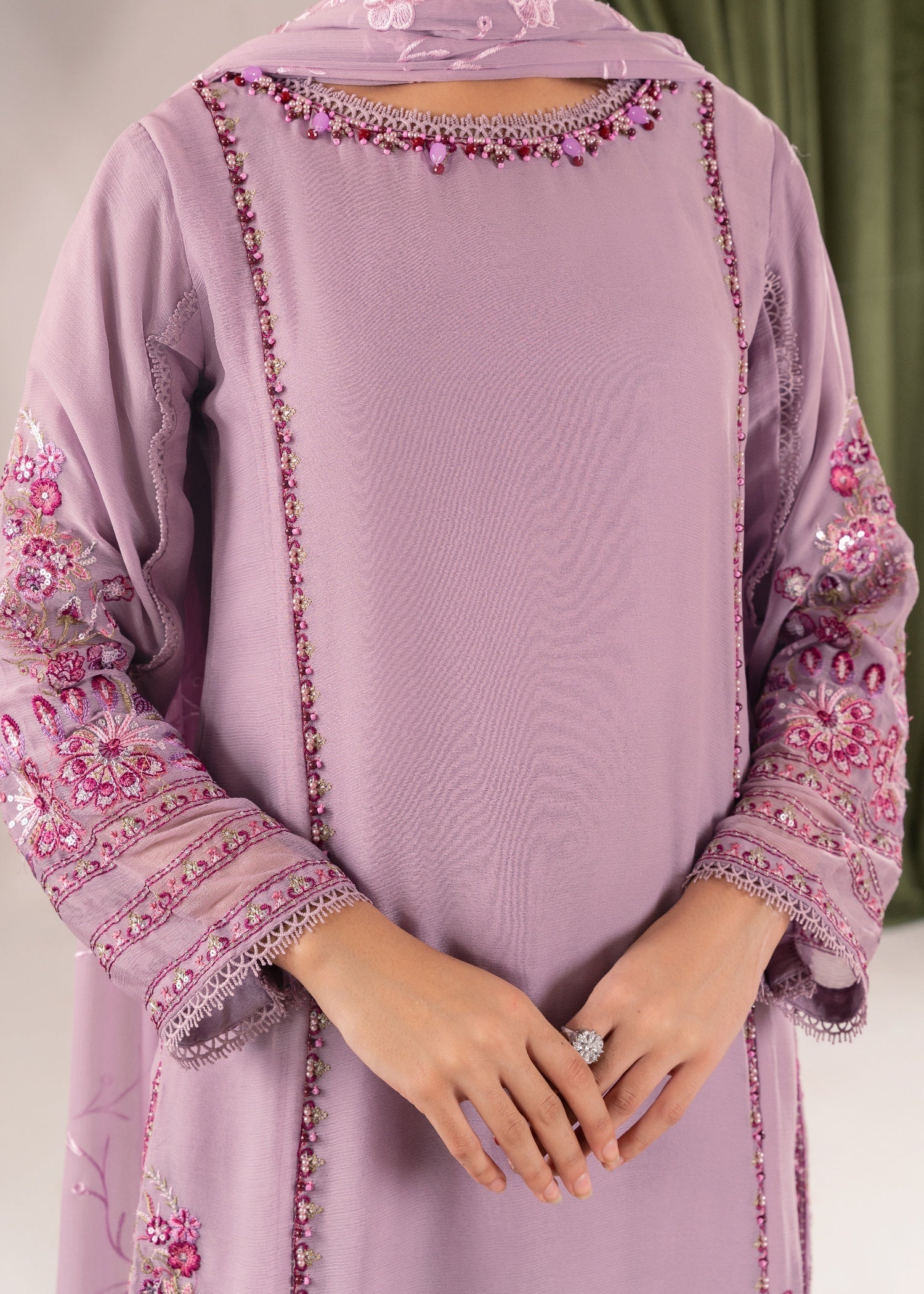 crinkle chiffon Sharara in Mauve