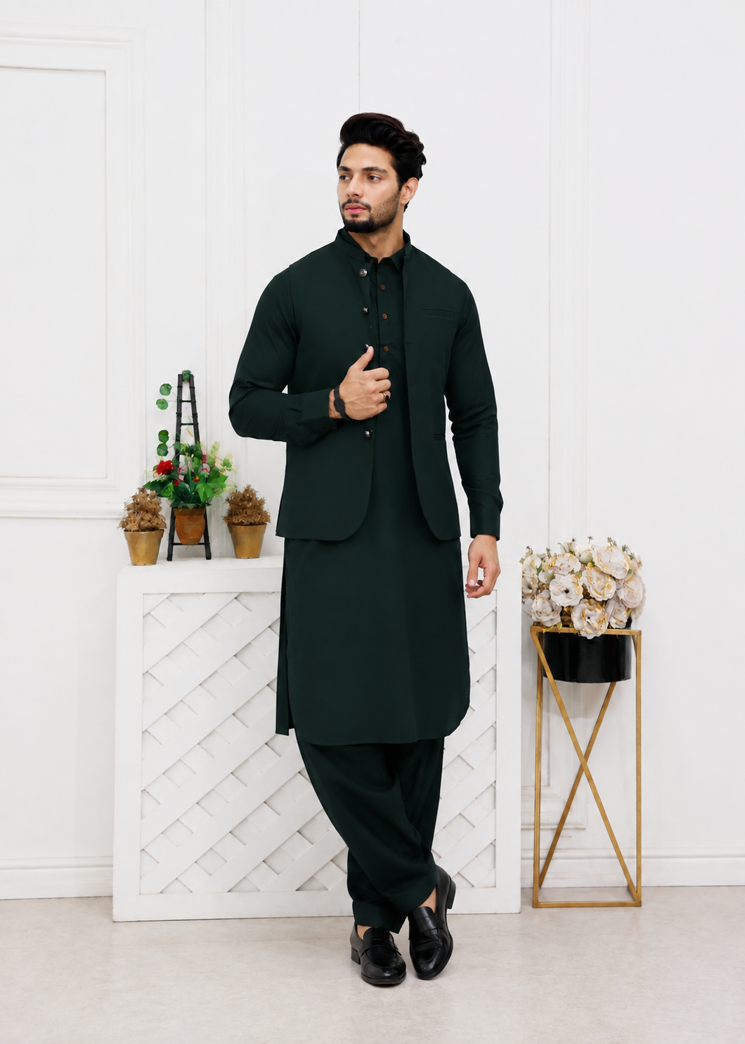 wash & wear Waistcoat in Green