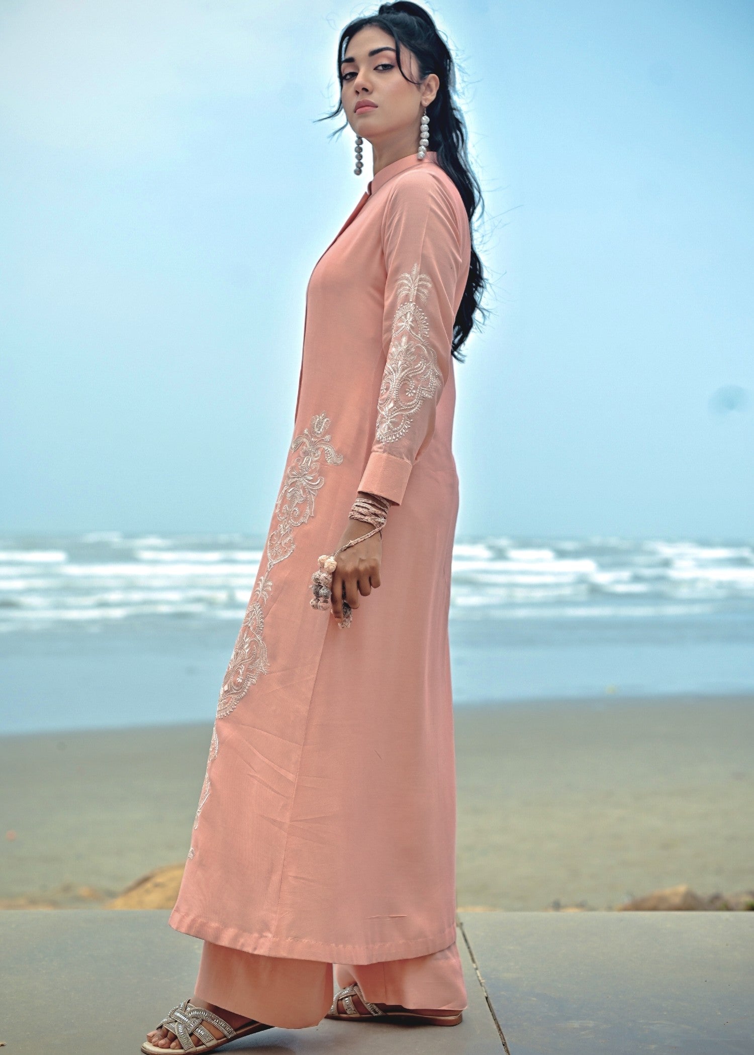 cotton viscose Kurta Set in Blush pink