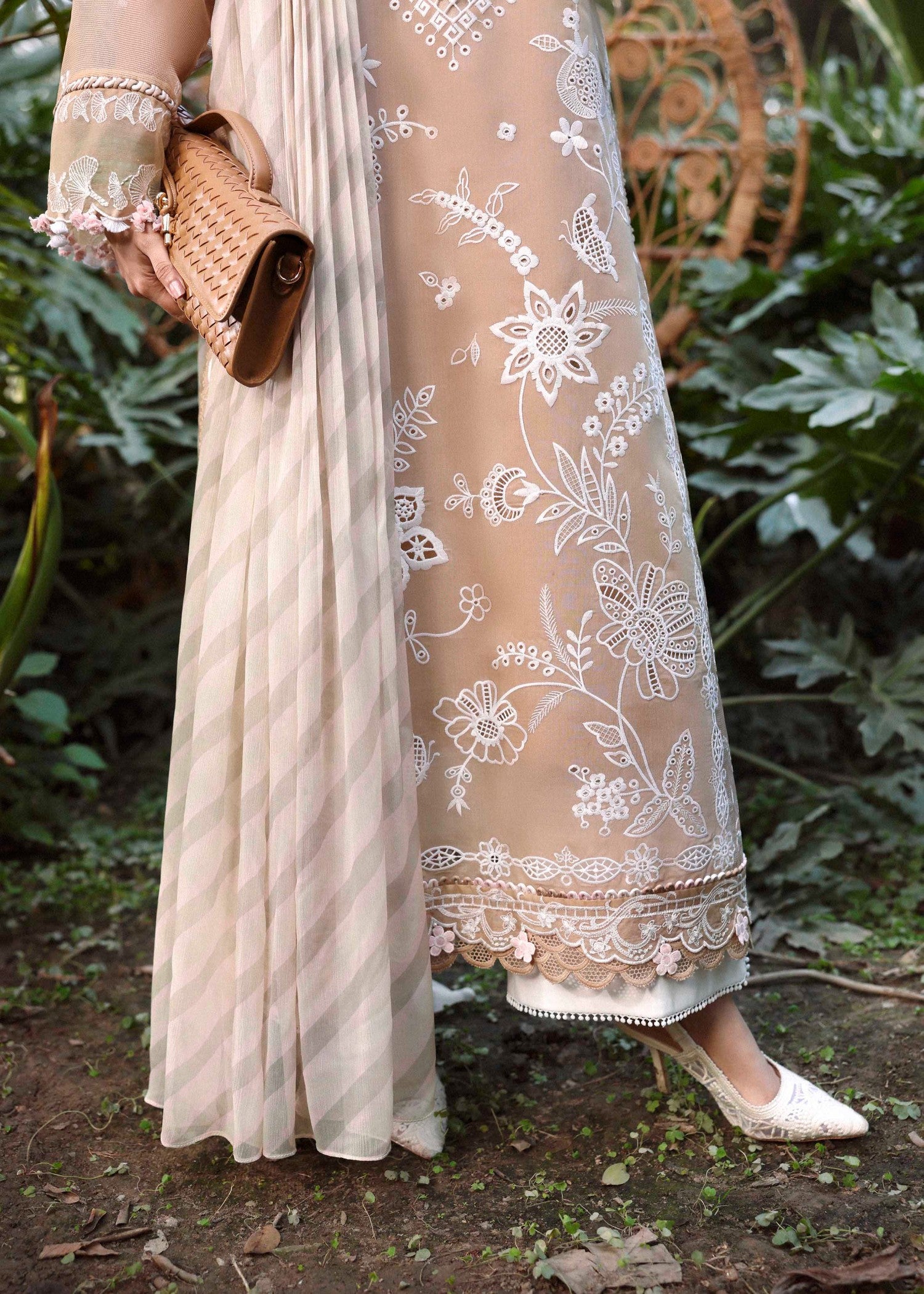 swiss voil Kurta Set in Beige