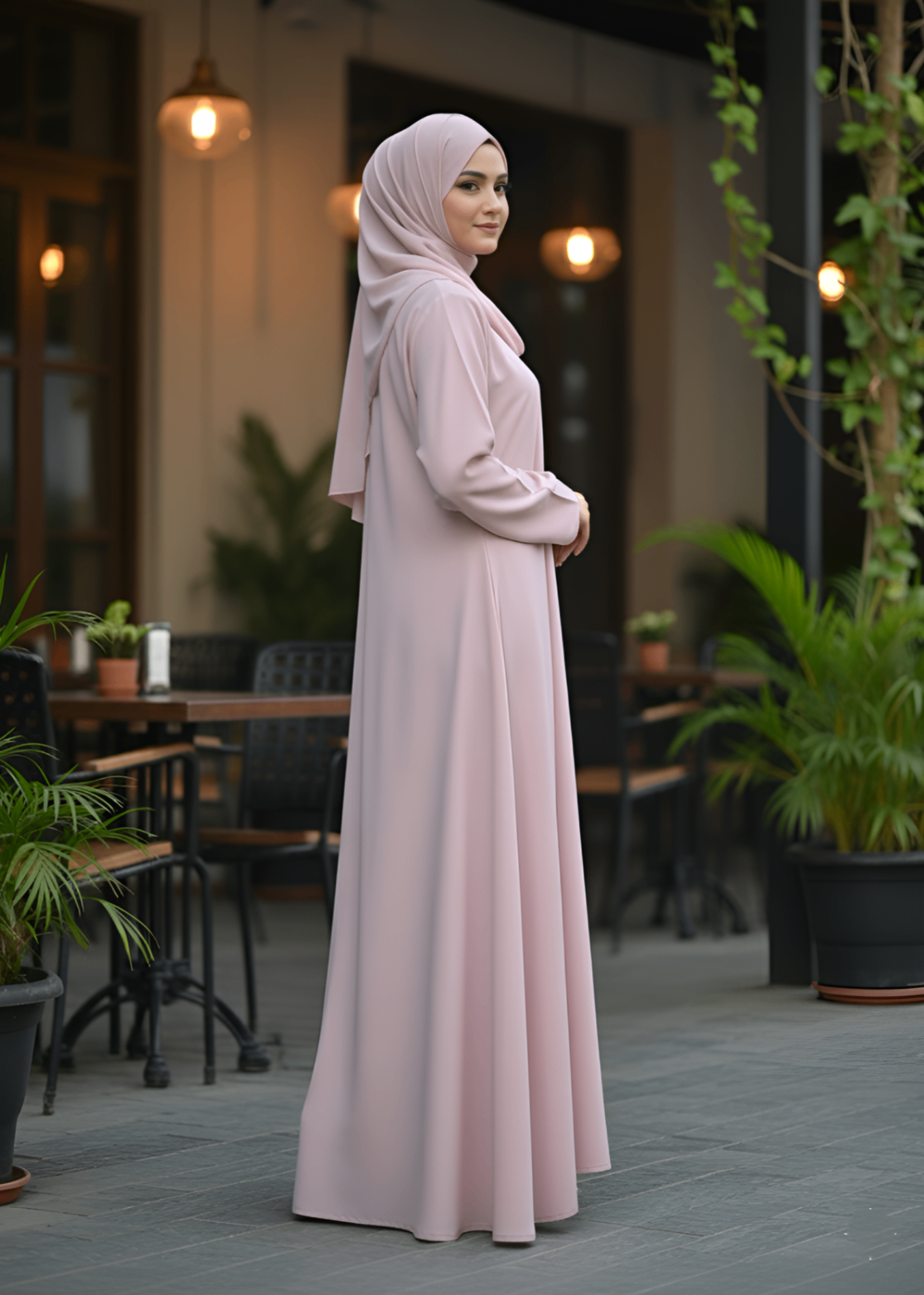nidha Abaya in Pink