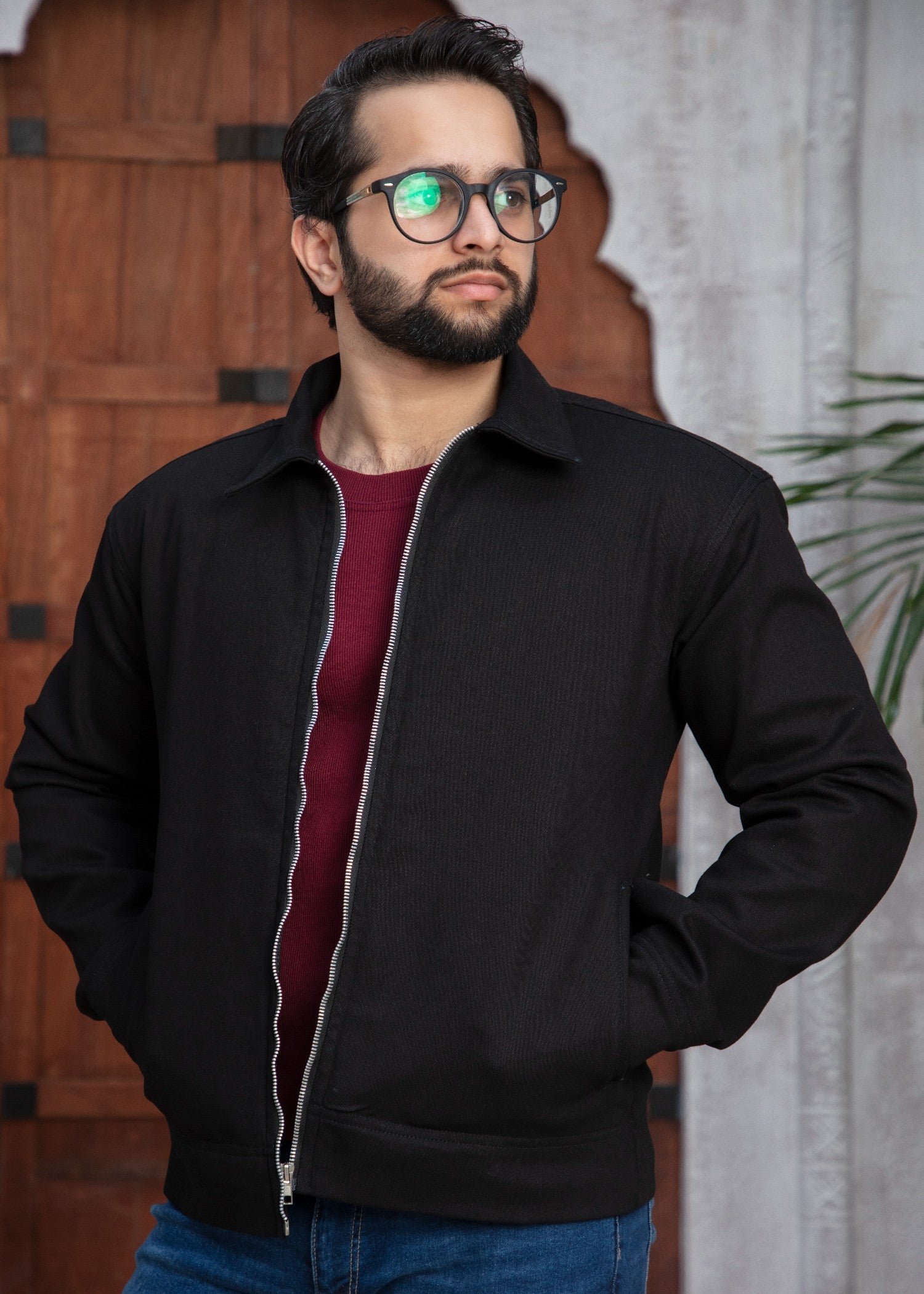 twill cambric Jacket in Black