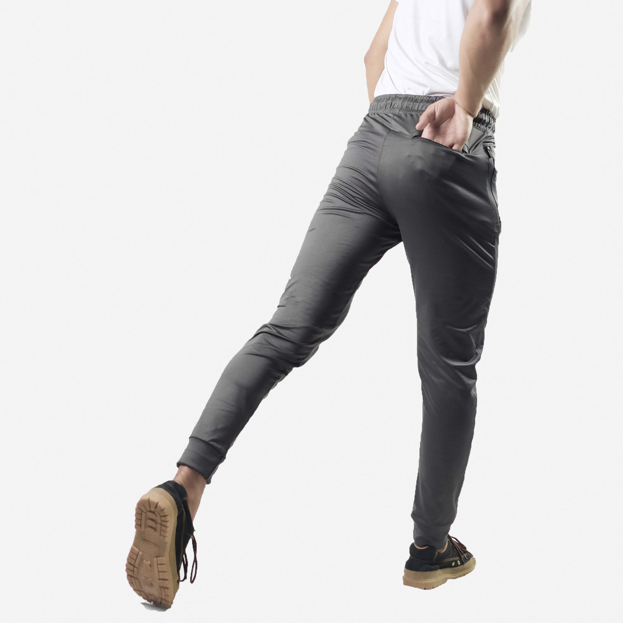 polyester Trousers in Dark grey