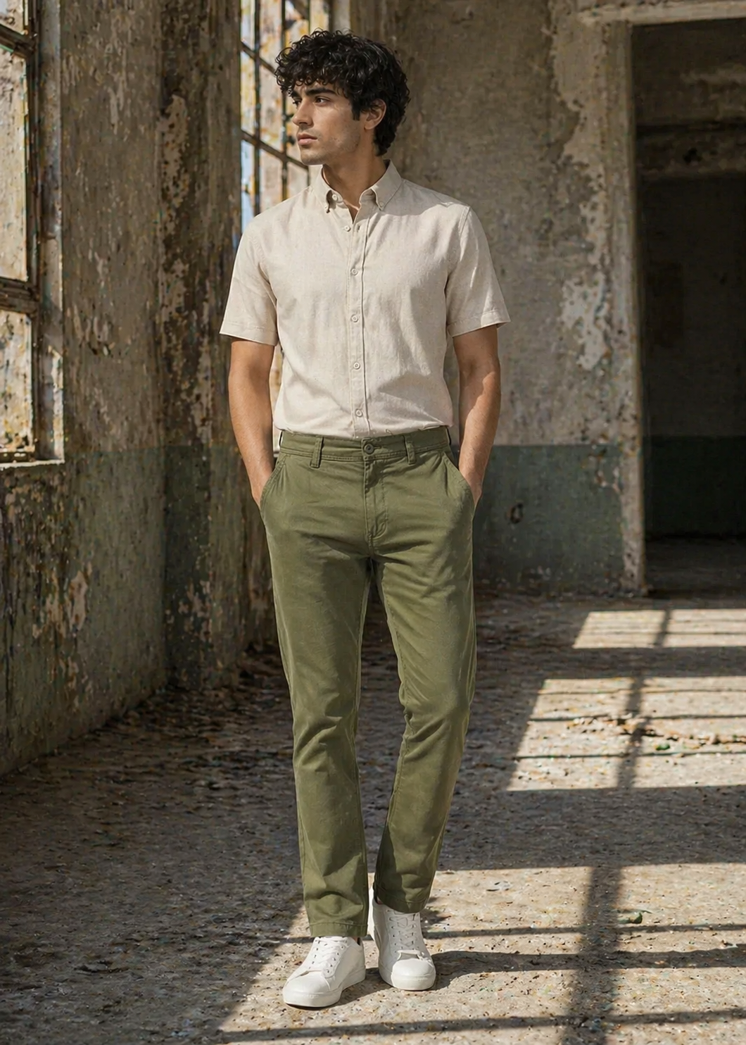 cotton Pants in Olive green