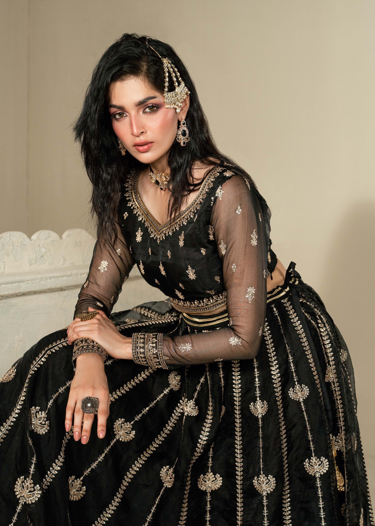 organza Lehenga in Black