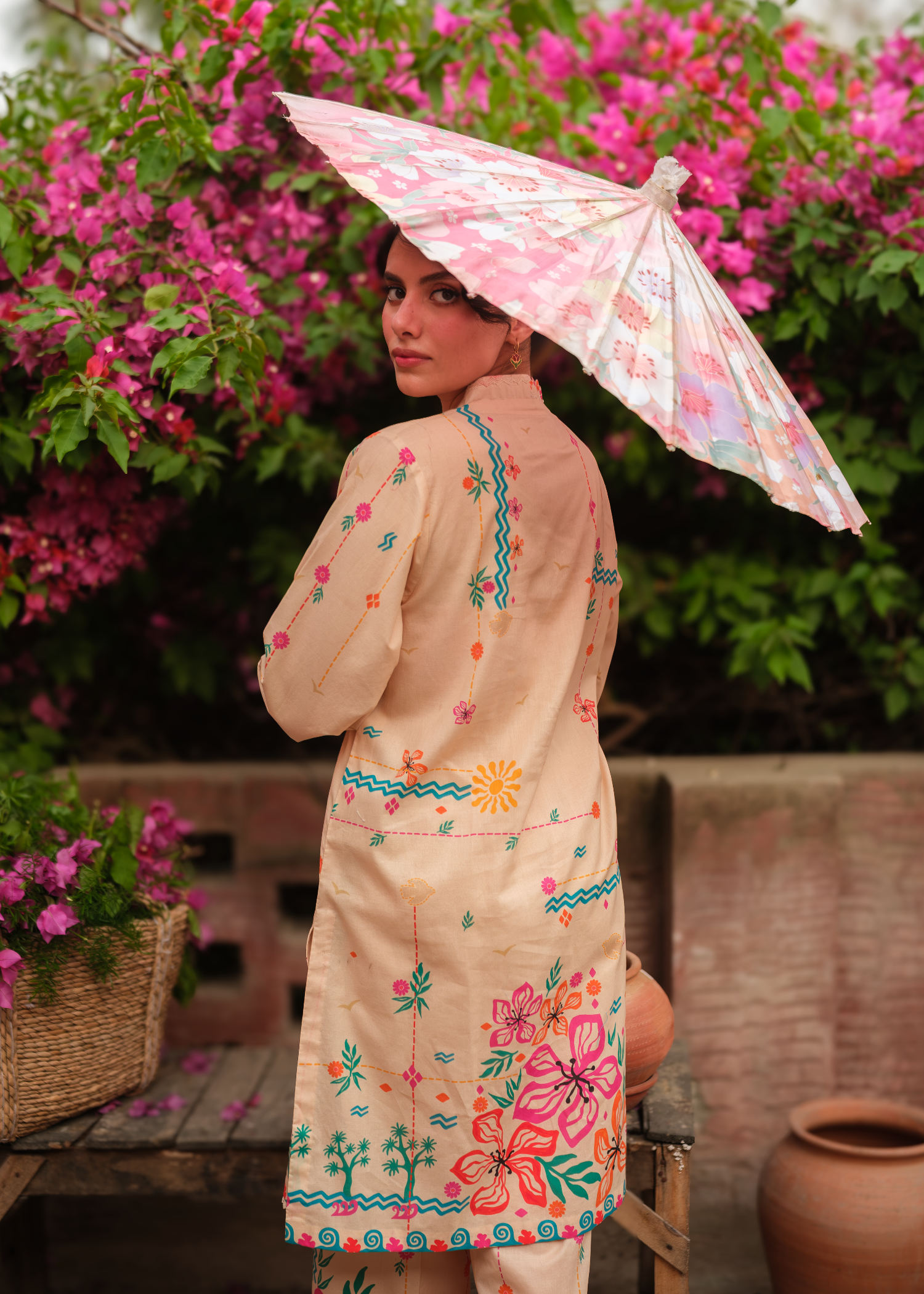 cambric Co Ord Sets in Peach pink