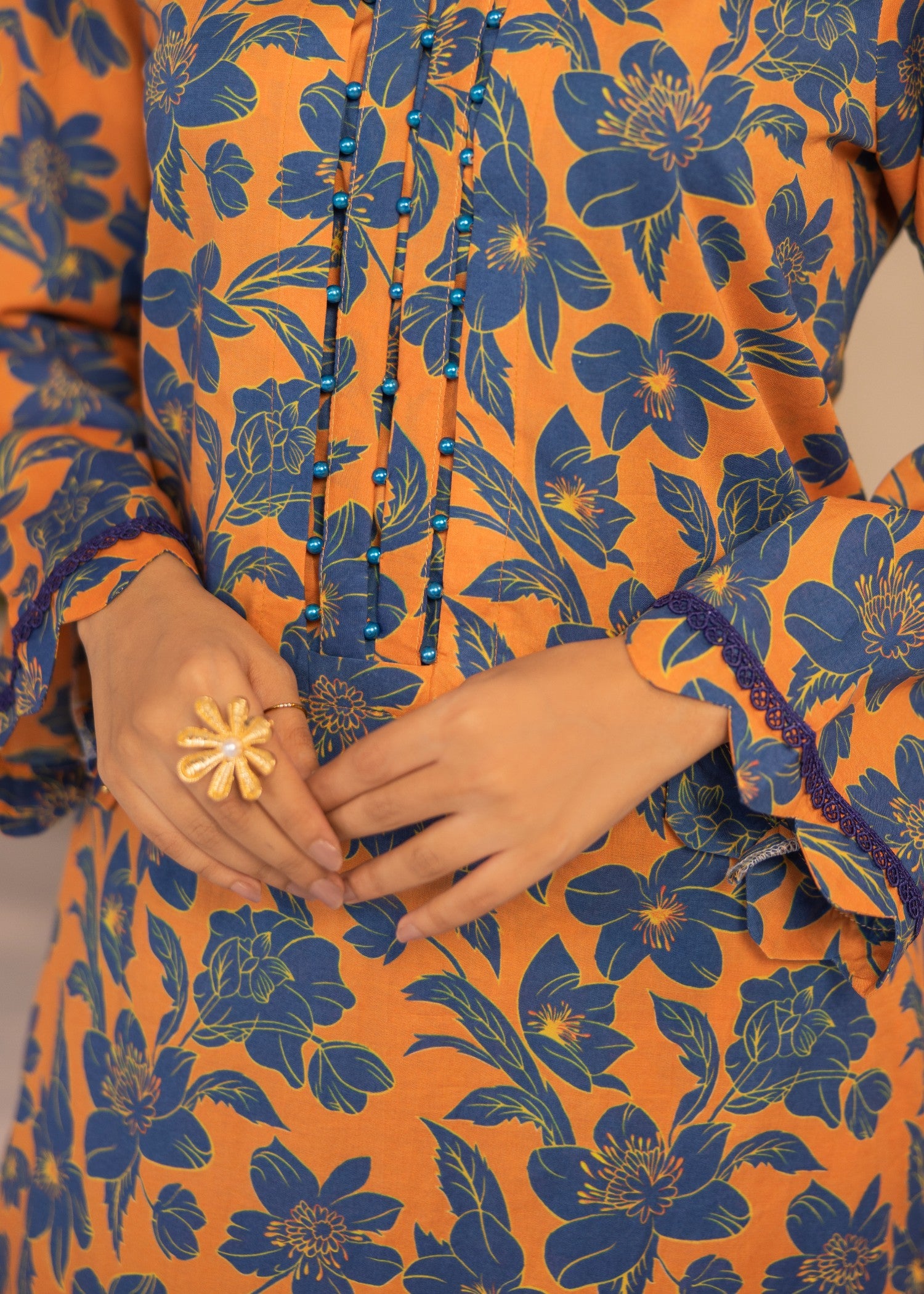 lawn Co Ord Sets in Orange, steel blue