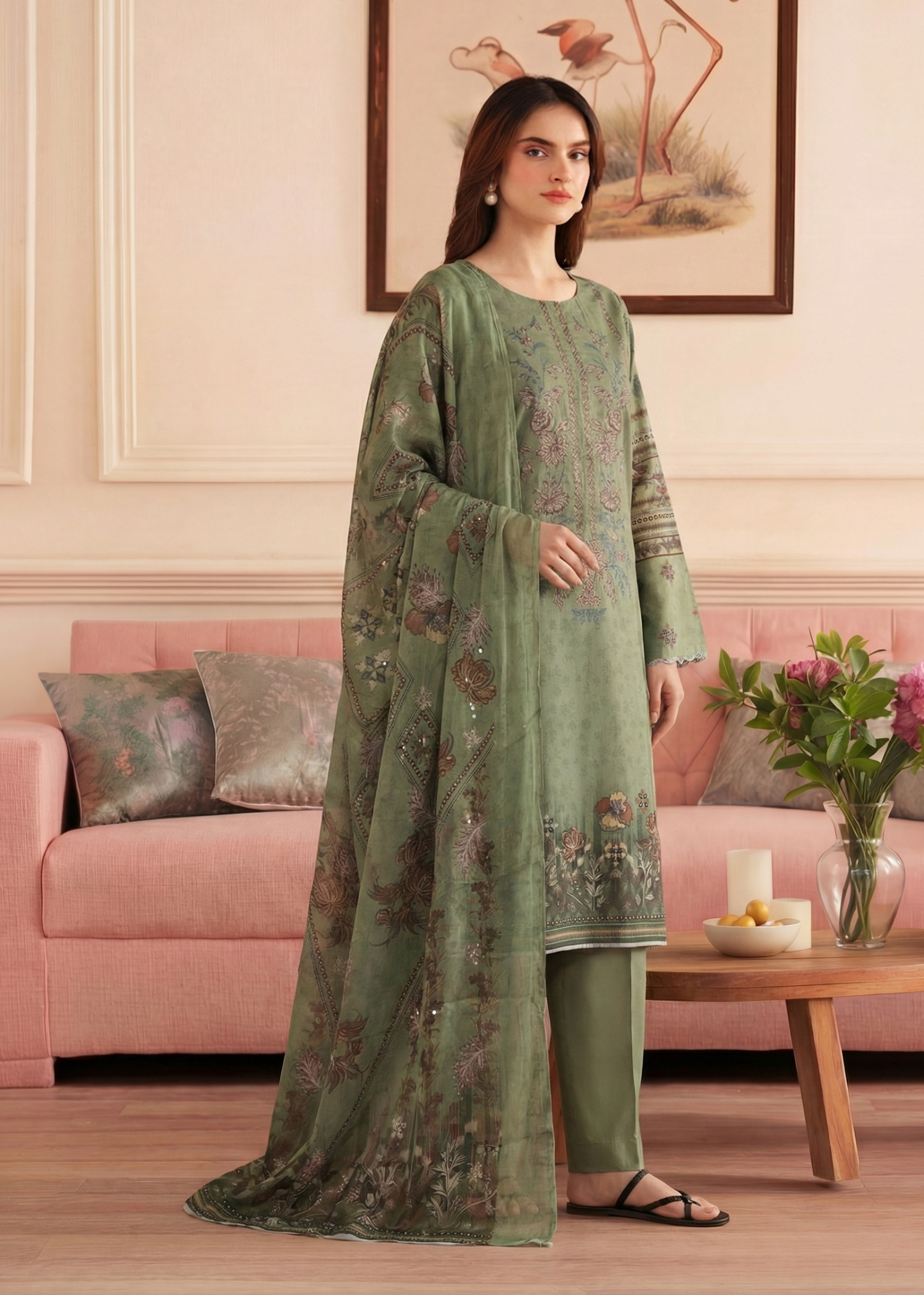viscose Unstitched in Forest green