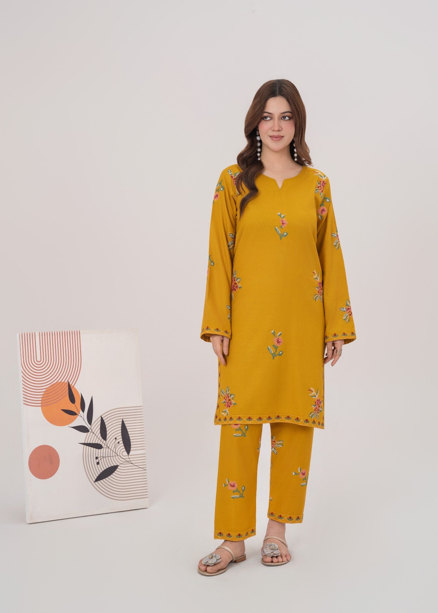 dhanak Co Ord Sets in Mustard