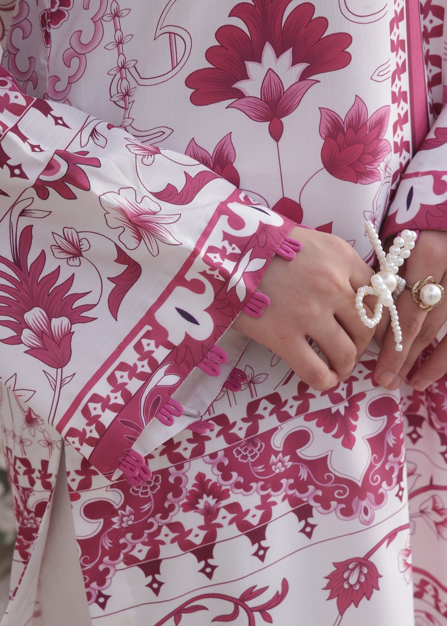 slub lawn Co Ord Sets in White, plum purple